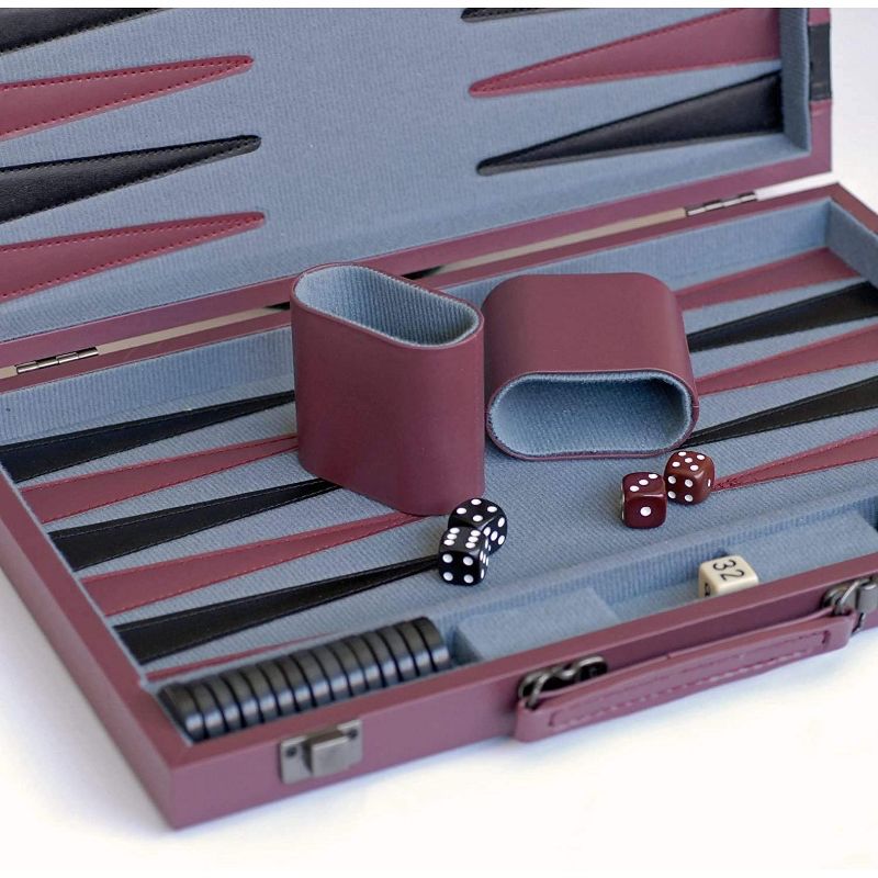 WE Games Tournament Backgammon Set - Burgundy & Black Leatherette
