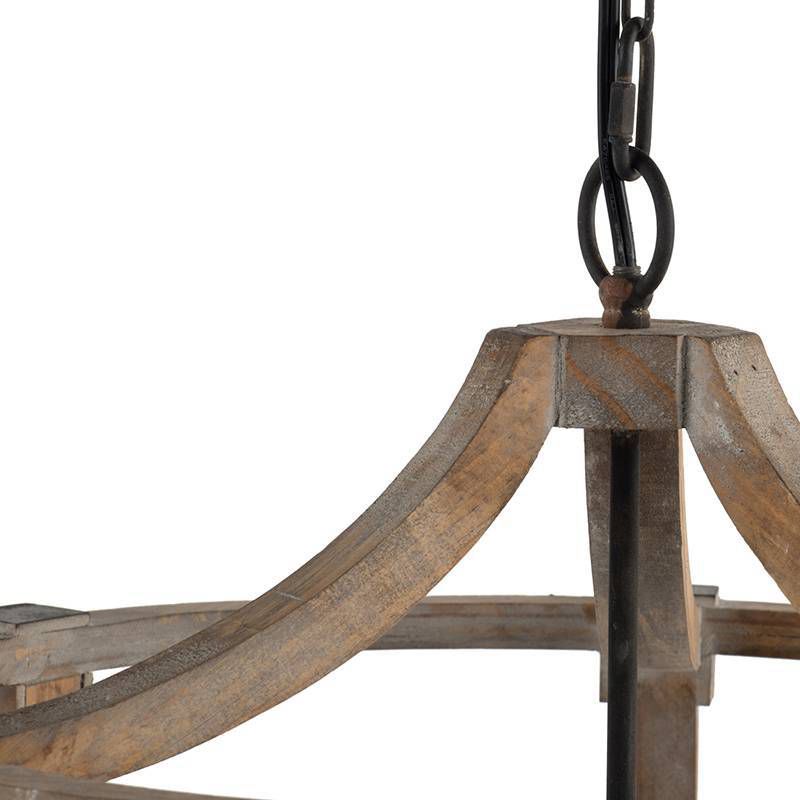 Andreas Round Chandelier Antique Wood - A&B Home
