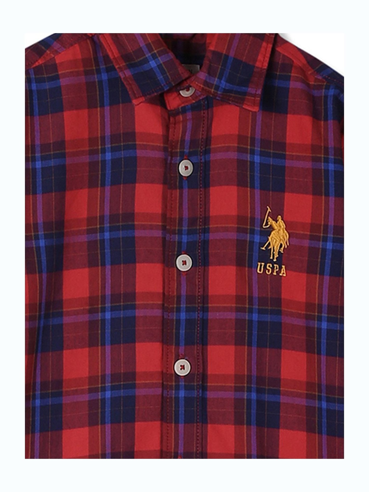 U.S. Polo Assn. Boys Red Checks Shirt