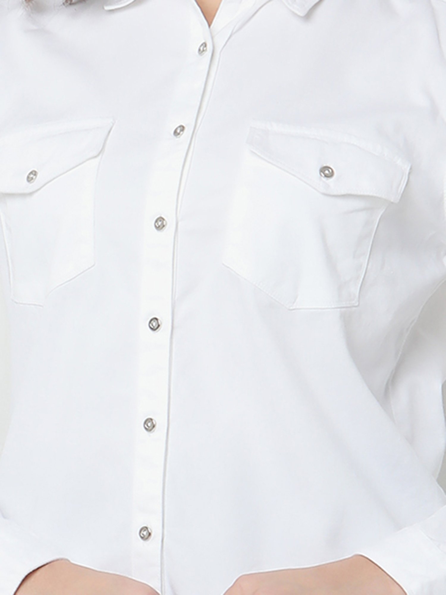 Spykar White Cotton Regular Fit Shirt