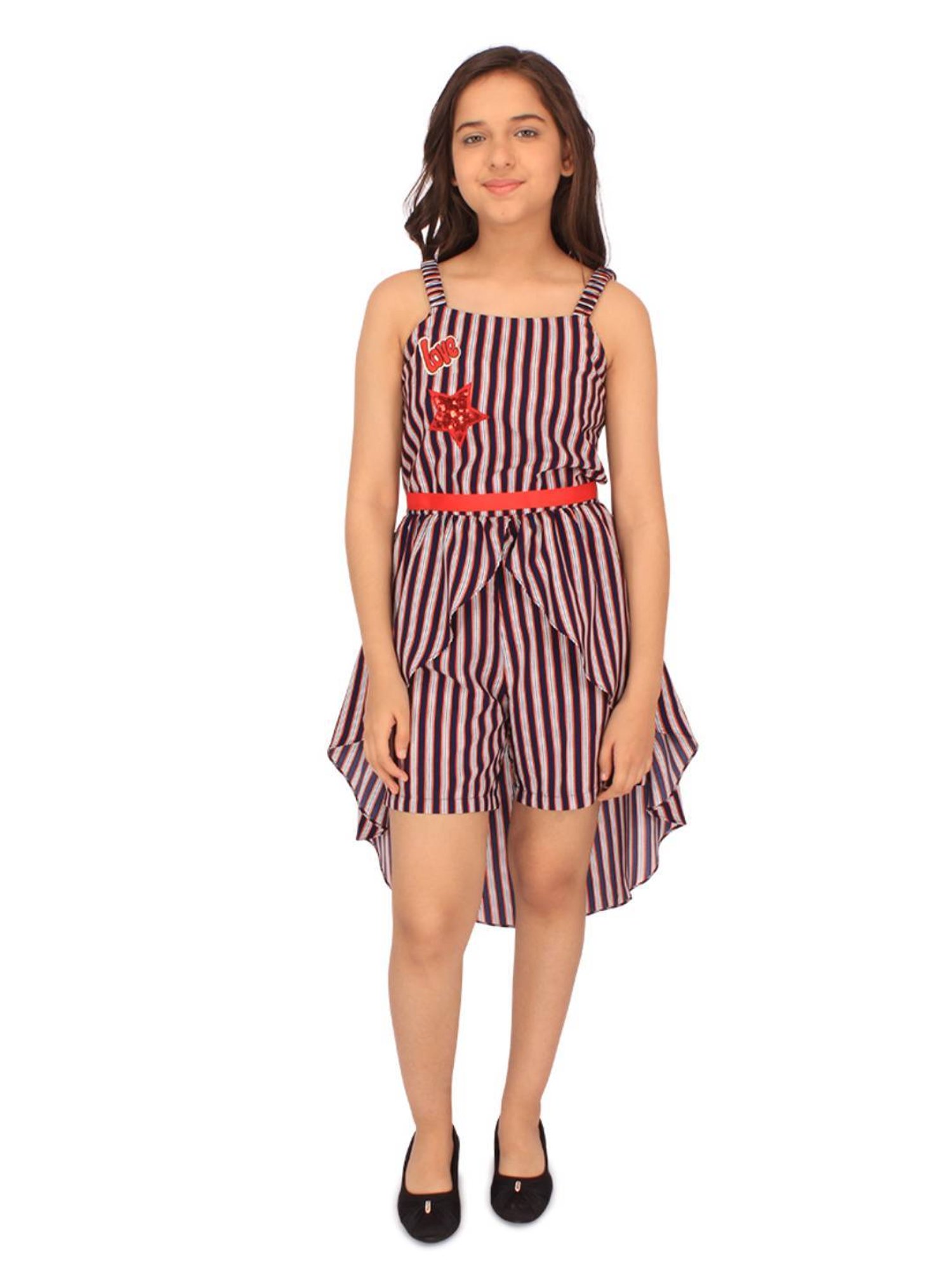 Cutecumber Kids Navy Striped Playsuit