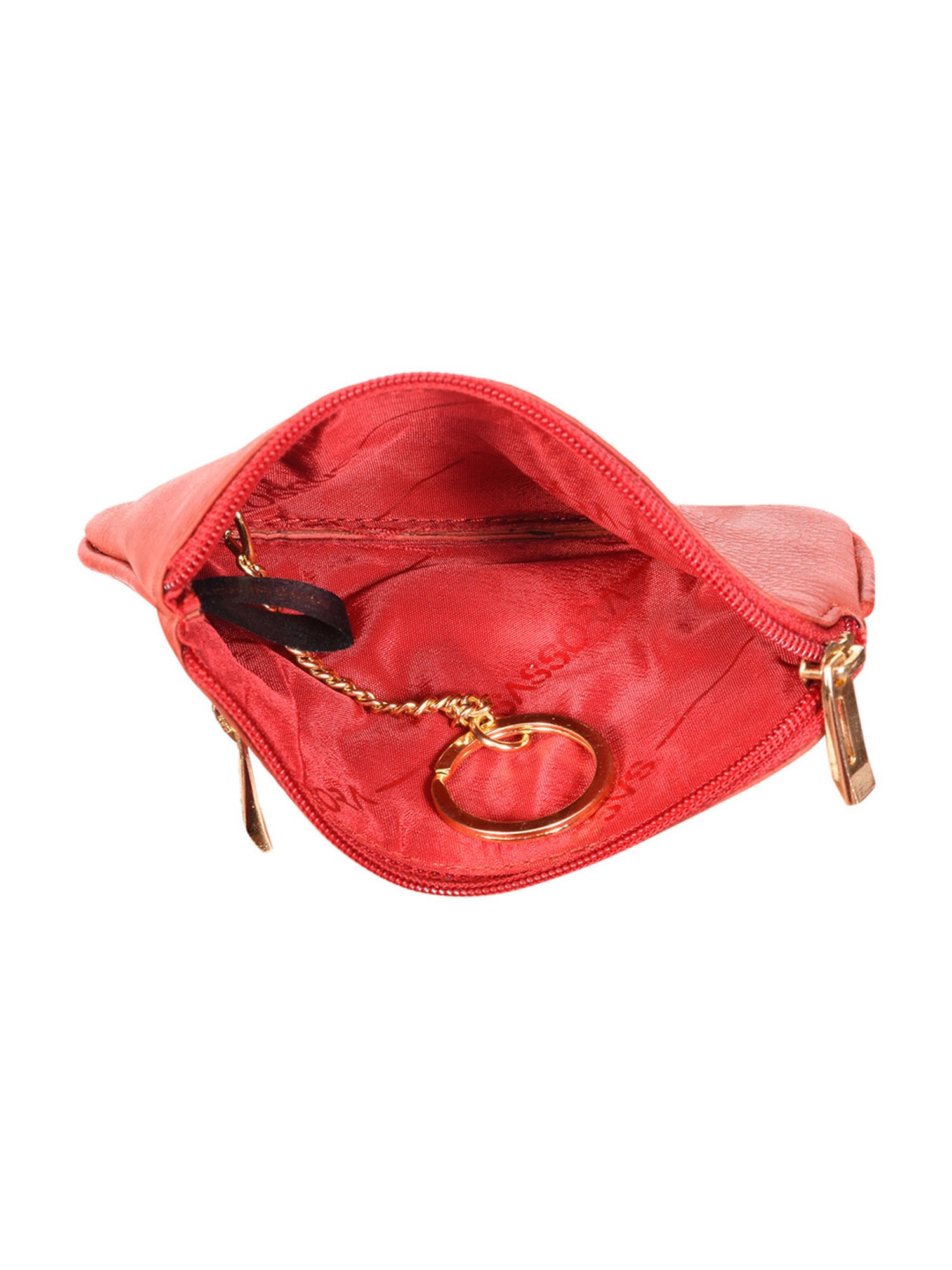 SASSORA Coral Red Leather Small Key Case