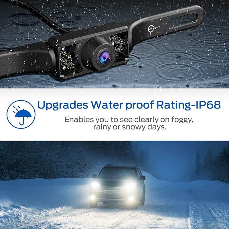 Backup Camera,  Ultra-Clear Night Vision Car Reverse Camera with 7 Bright LED Lights, IP68 Waterproof Rear View Universal Car Camera, 170&deg; Perfect Wide View Angle HD Back Up Camera for Car/Truck