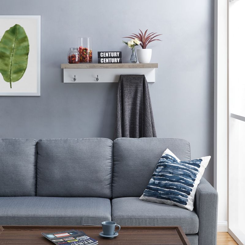 38" Soloman Wooden Shelf with Metal Brackets Brown - Kate & Laurel All Things Decor