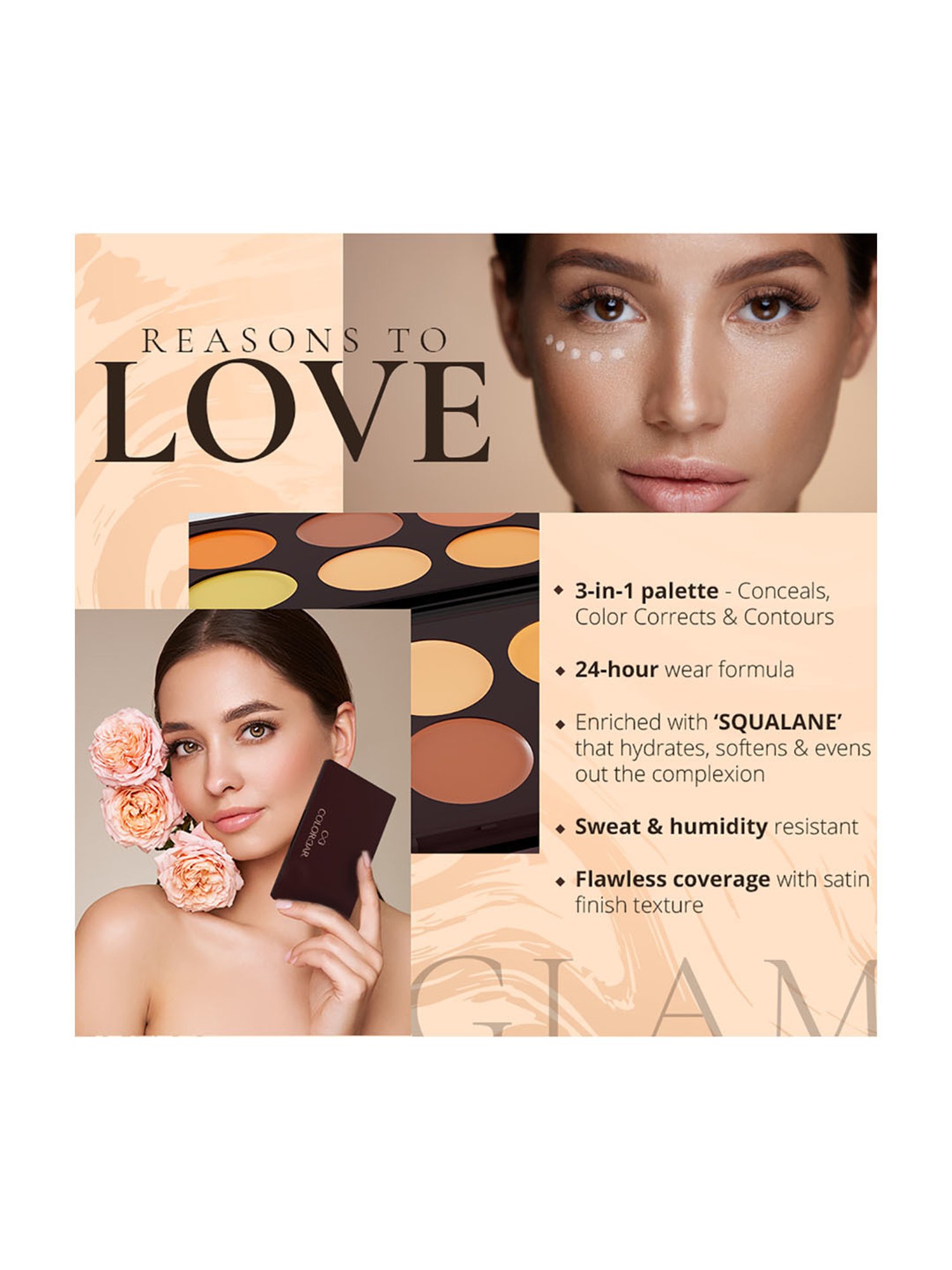 Colorbar 24Hrs Wear Concealer Palette Light Medium 001 - 9 gm