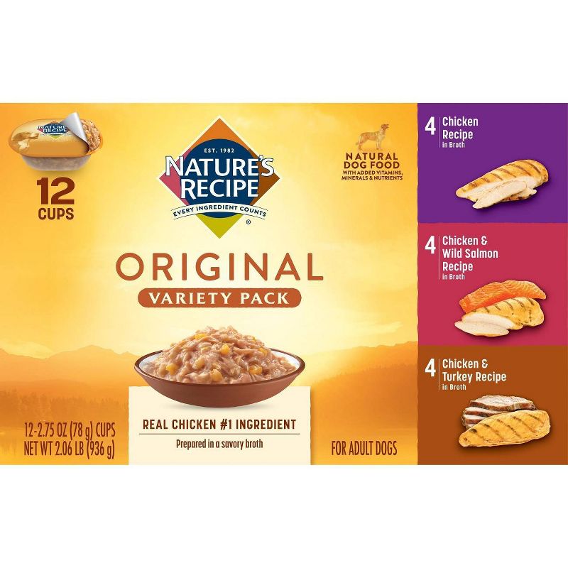 Nature's Recipe Original Chicken, Salmon & Turkey Wet Dog Food - 2.75oz/12ct Variety Pack