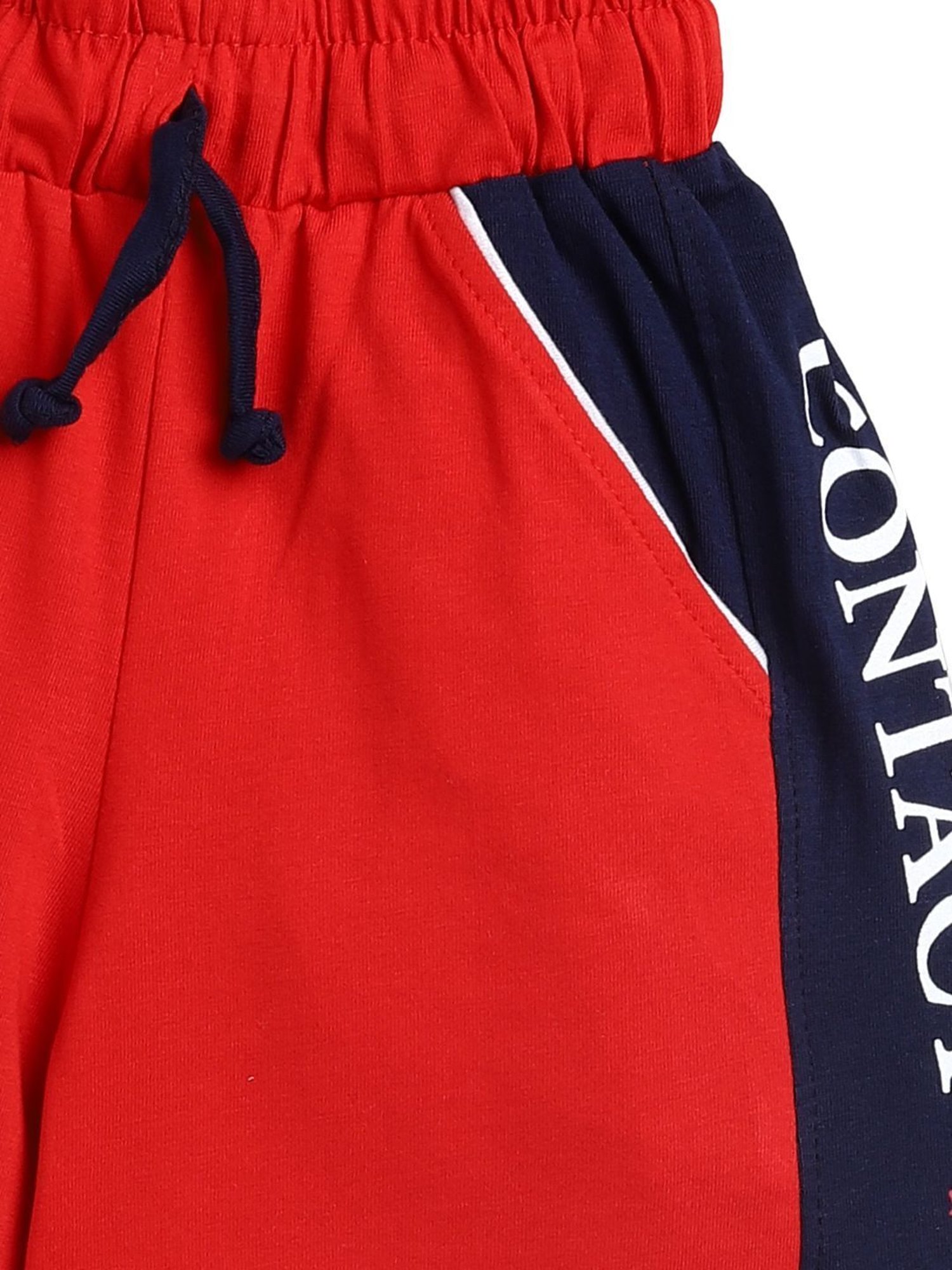 Todd N Teen Kids Red & Navy Cotton Printed Bermunda