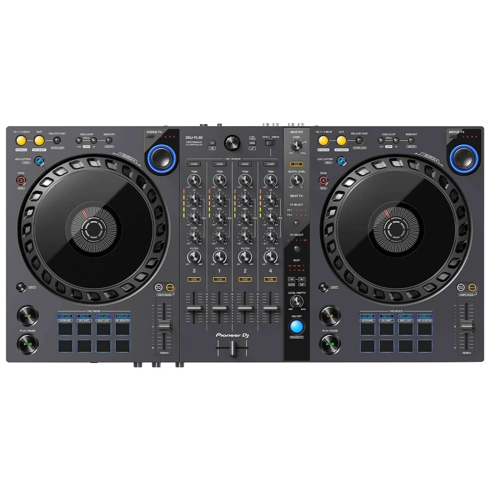 Pioneer DDJ-FLX6 rekordbox Serato Software DJ Controller w Monitor Speakers Pack