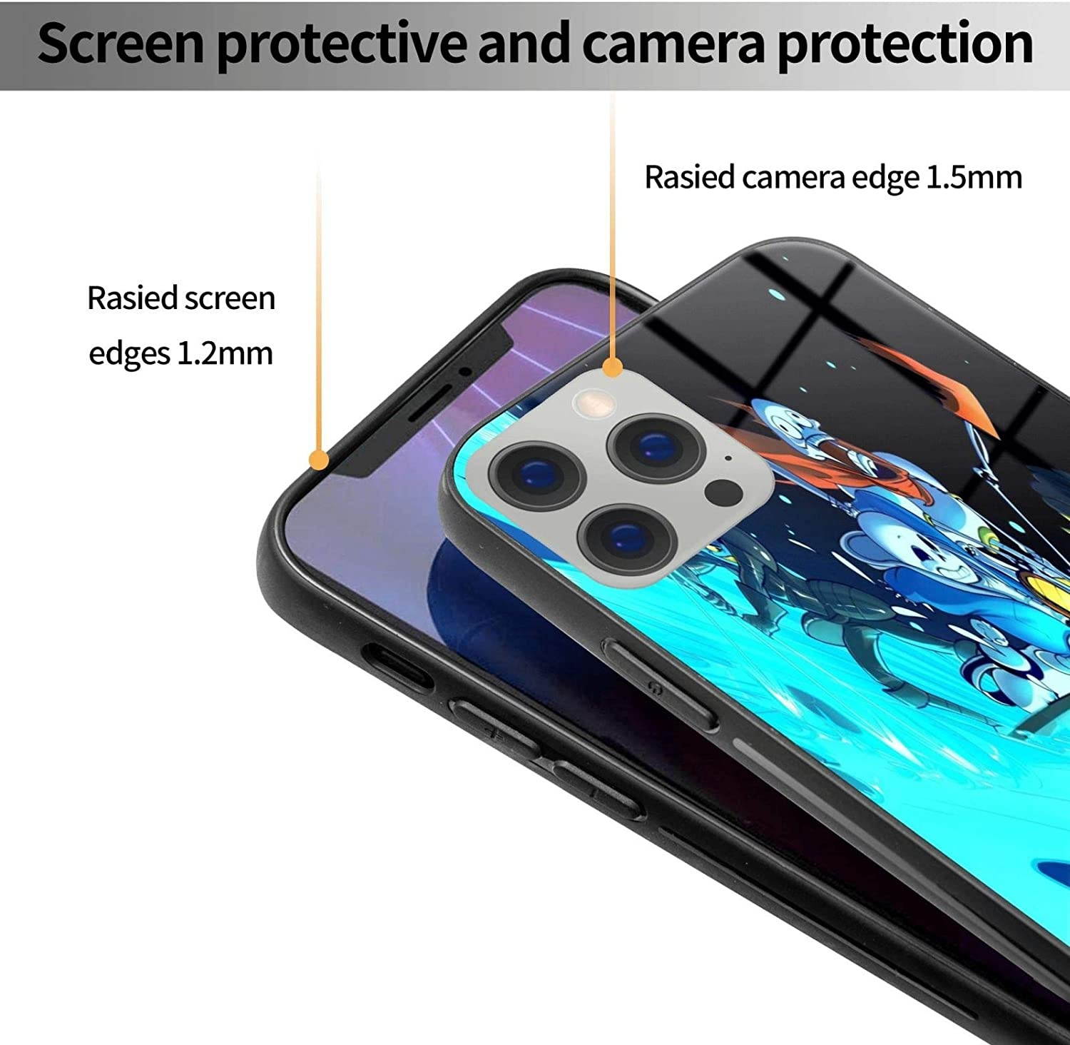 Undertale Sans Compatible with iPhone 12 Series Case Protective Shockproof Slim Soft TPU + Glass IP12-6.1