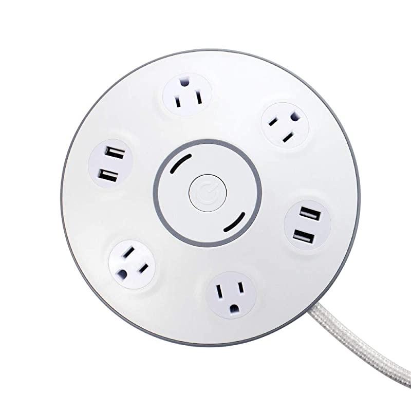 Designer Series 6 ft. 4-Outlet USB Surge Protector Desktop Power Strip Hub 78525, Black Finish