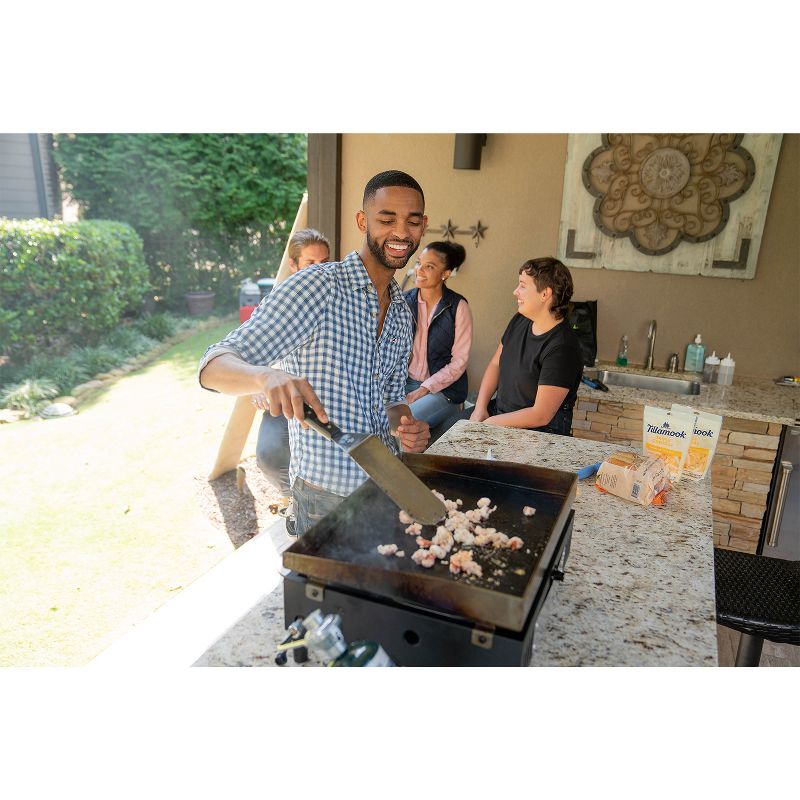 Razor Griddle GGT2160M 19 Inch Outdoor 1 Burner Portable LP Propane Gas Grill Griddle w/ Push Ignition for BBQ Cooking/Frying, Black (Stainless Steel)