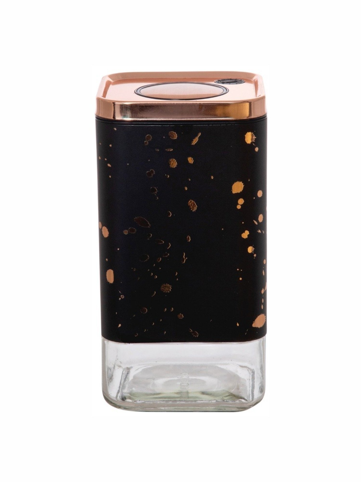 White Gold Black Glass Storage Jar with Lid (0.9L)
