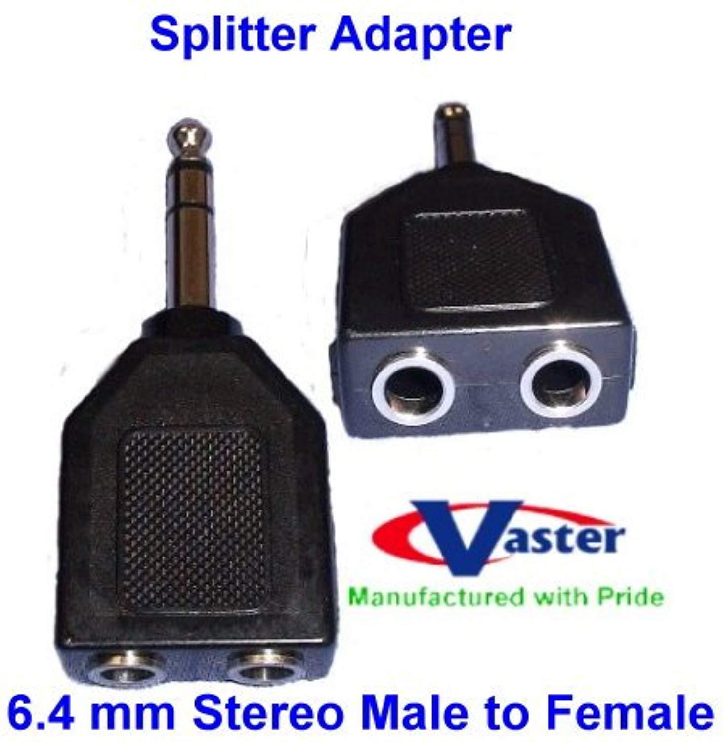 6.4 mm stereo splitter audio adapter (1 male to 2 female) 5 pcs / pack