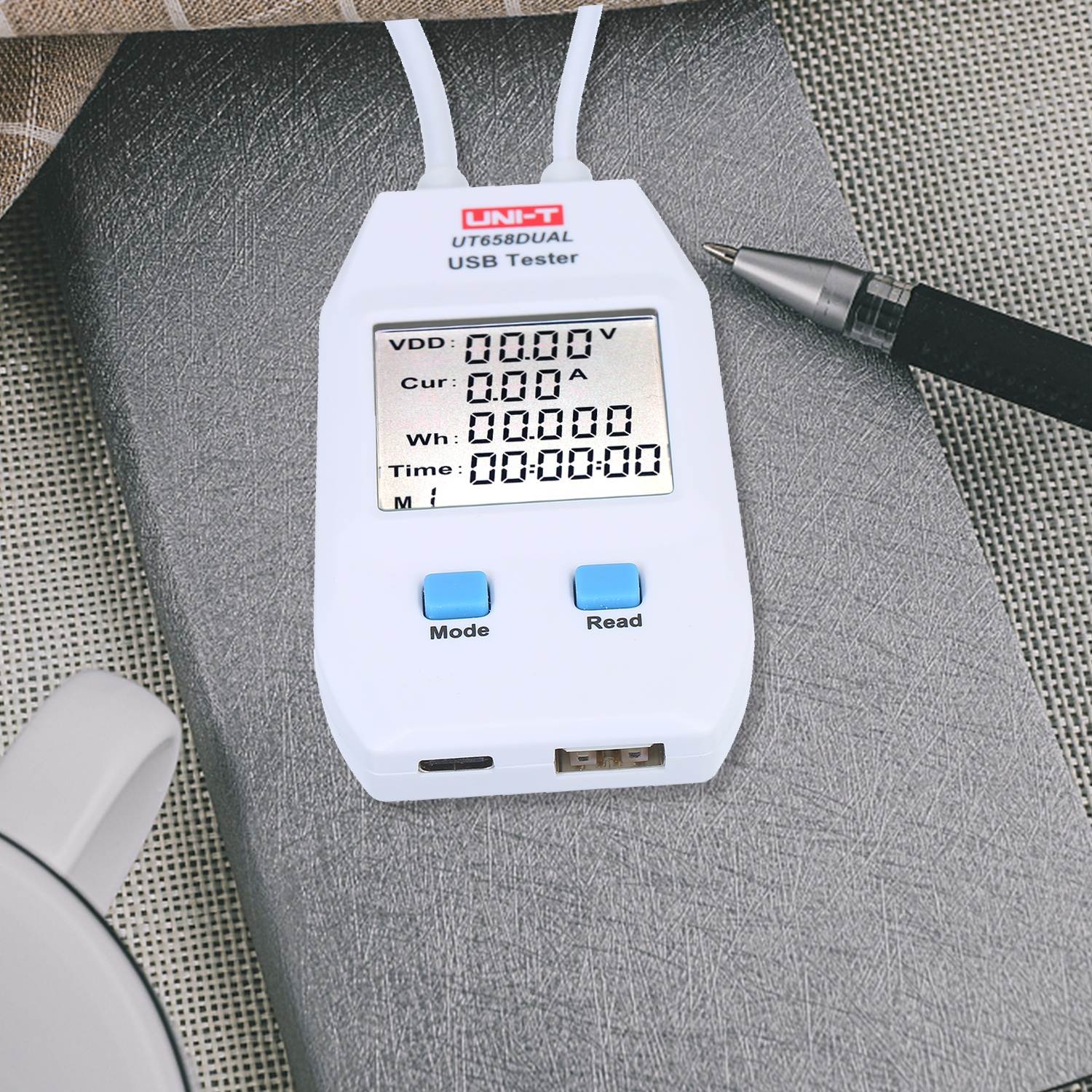 USB Power Meter LCD USB Tester Detector Voltmeter Ammeter Digital Power Capacity Tester (UT658-Dual)