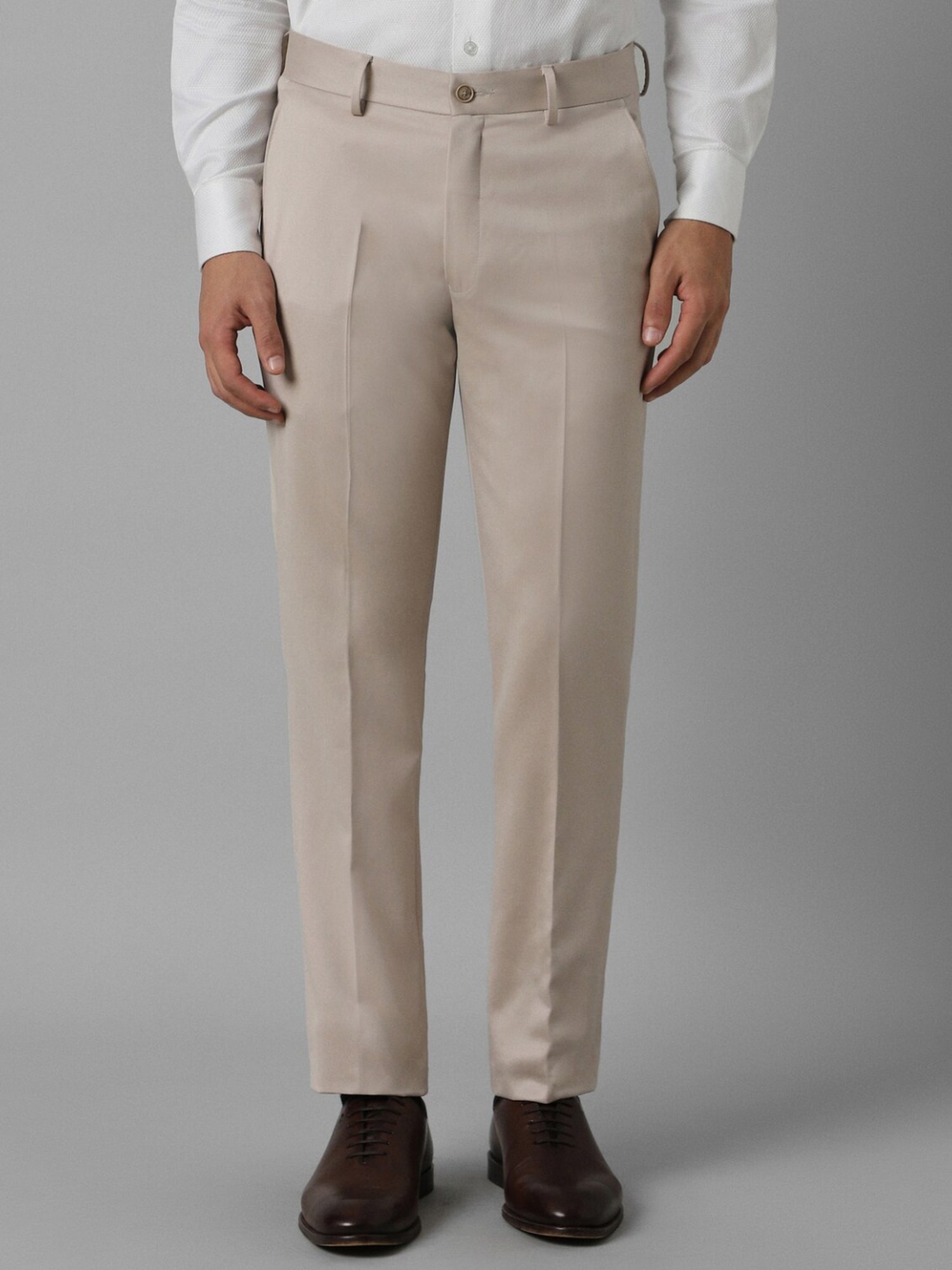 Louis Philippe Beige Slim Fit Trousers