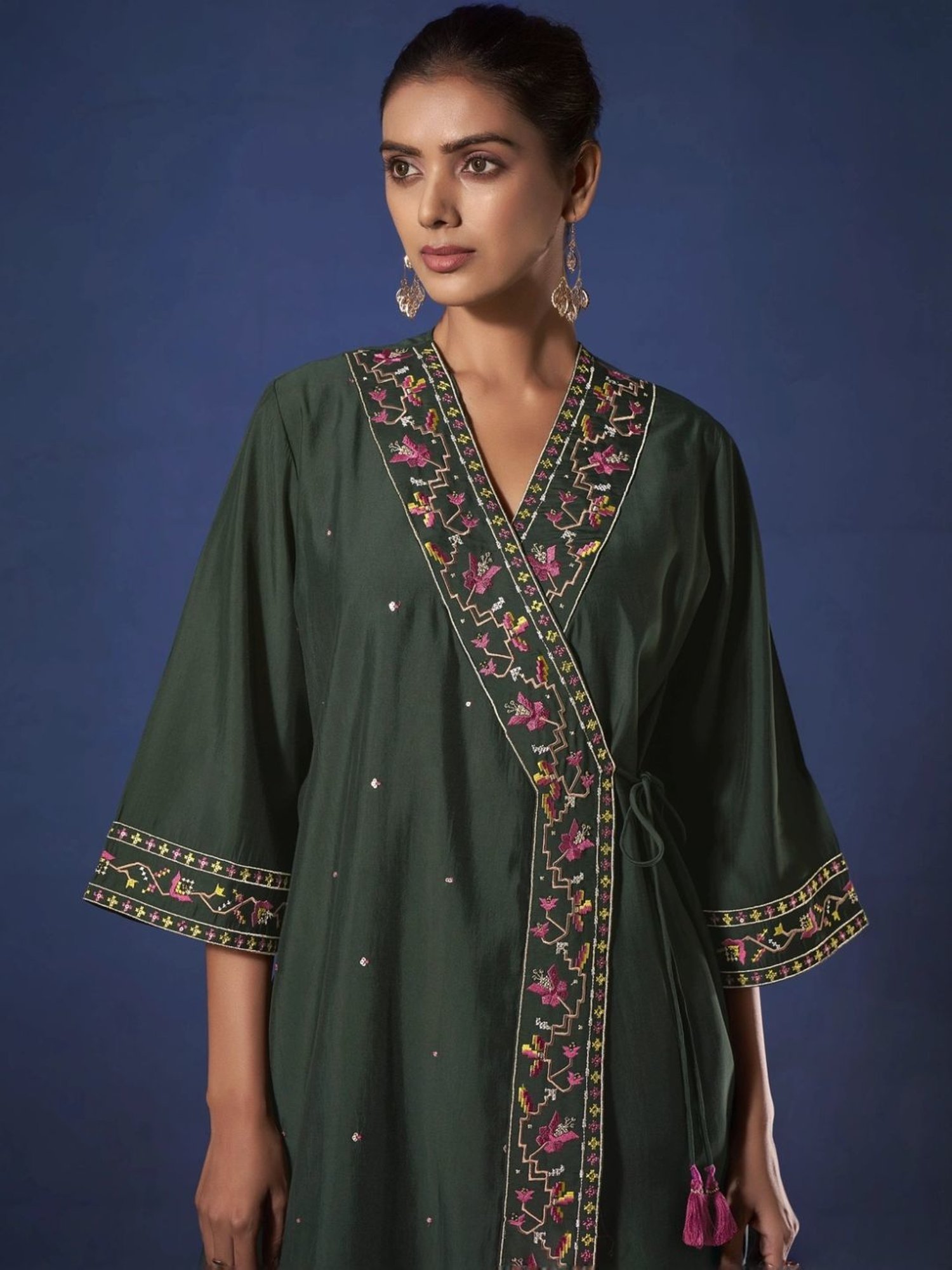 Autumnlane Green Alena Moss Work Tunic with Pant Co-ord Set