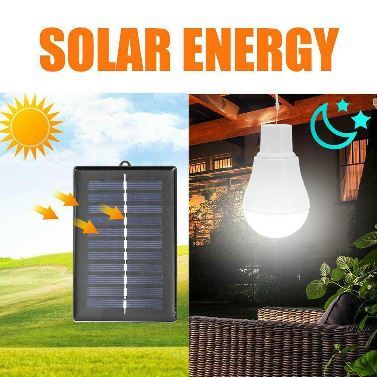 Portable Bulb Outdoor Indoor Solar Powered Panel LED Lighting System Lights 15W