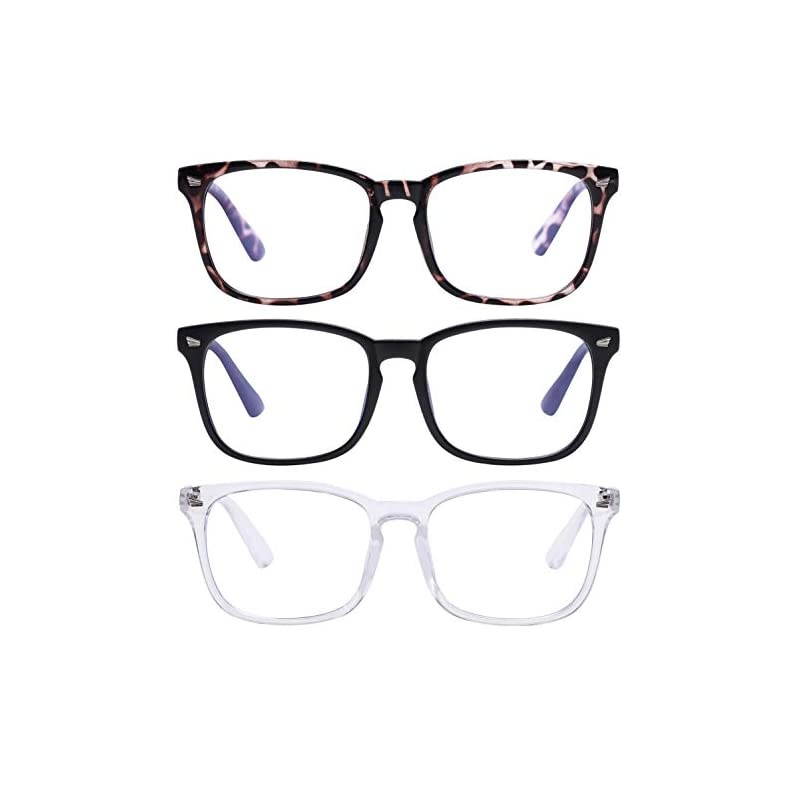 Light Blocking Glasses Square Nerd Eyeglasses Frame Anti Ray Computer Glasses Non Prescription blackwhiteLeopard