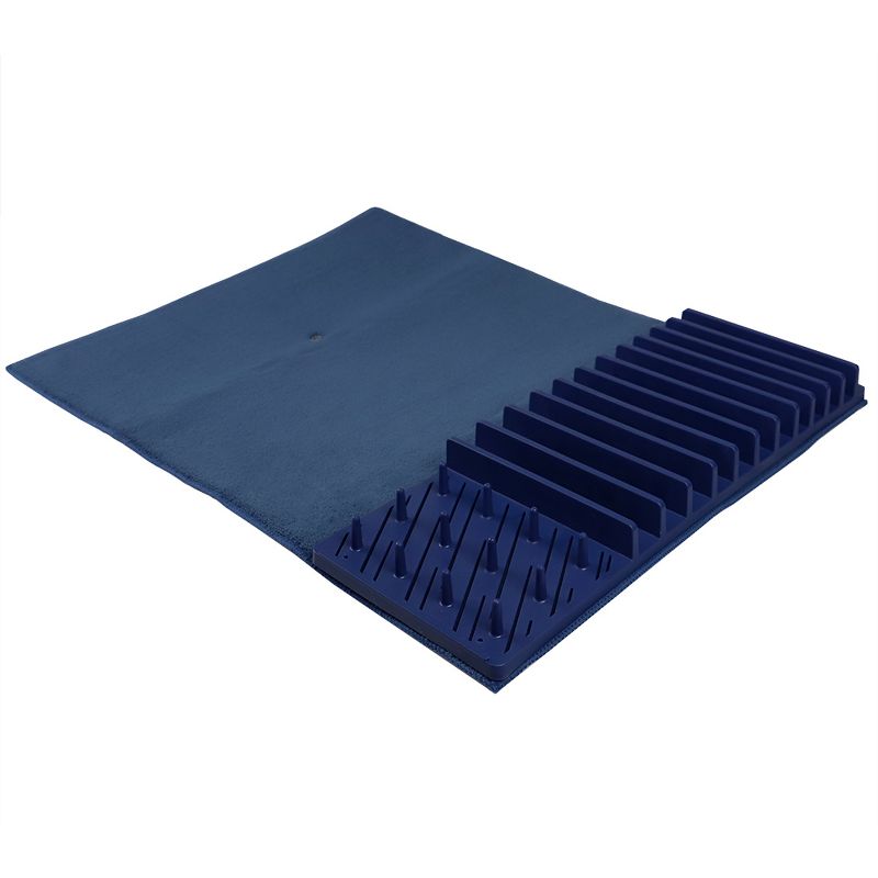 Michael Graves Design 11 Slot Plastic Dish Drying Rack with Super Absorbent Mat, Indigo