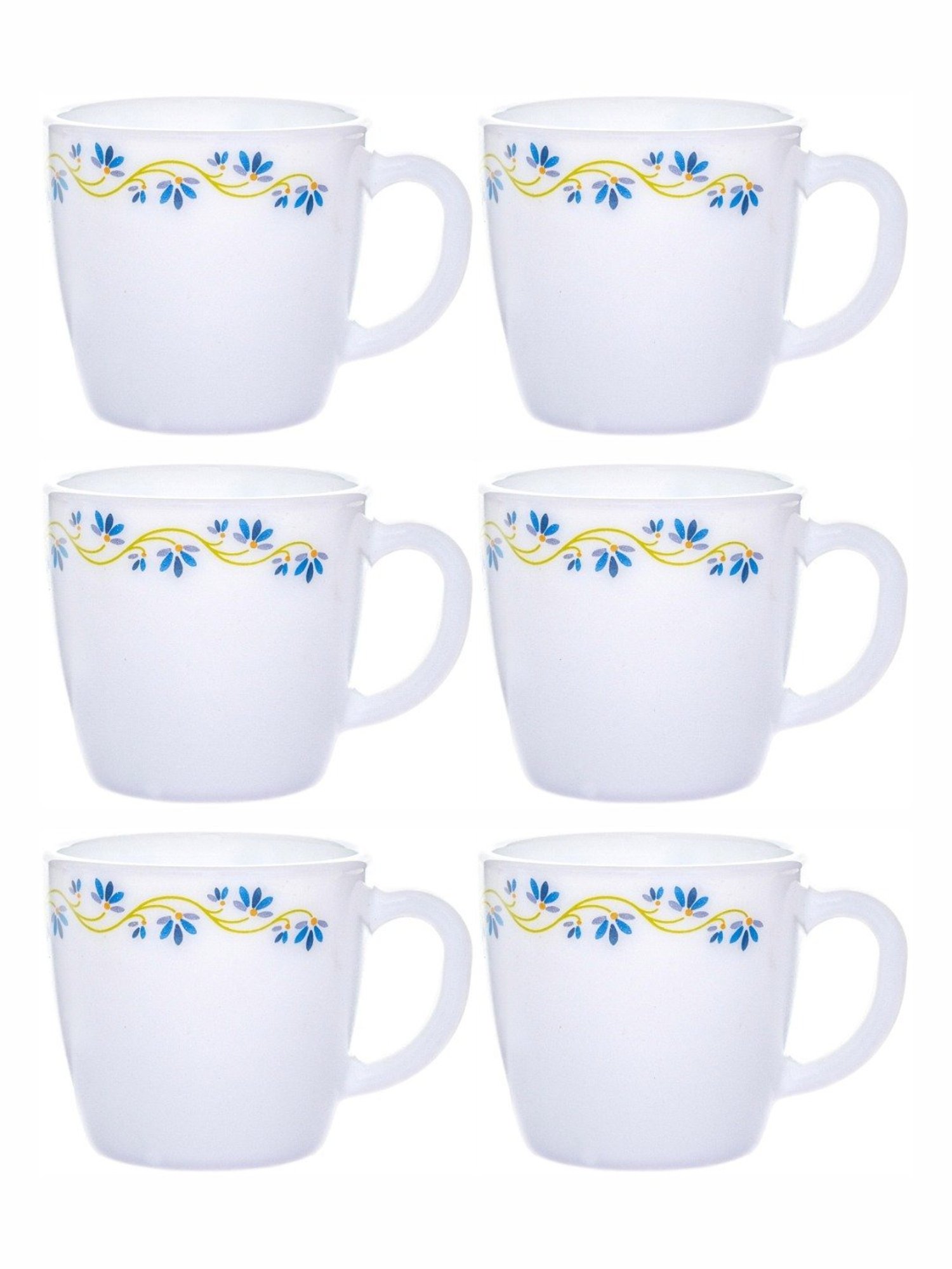 Cello White Opalware Tea & Coffee Mug - Set of 6