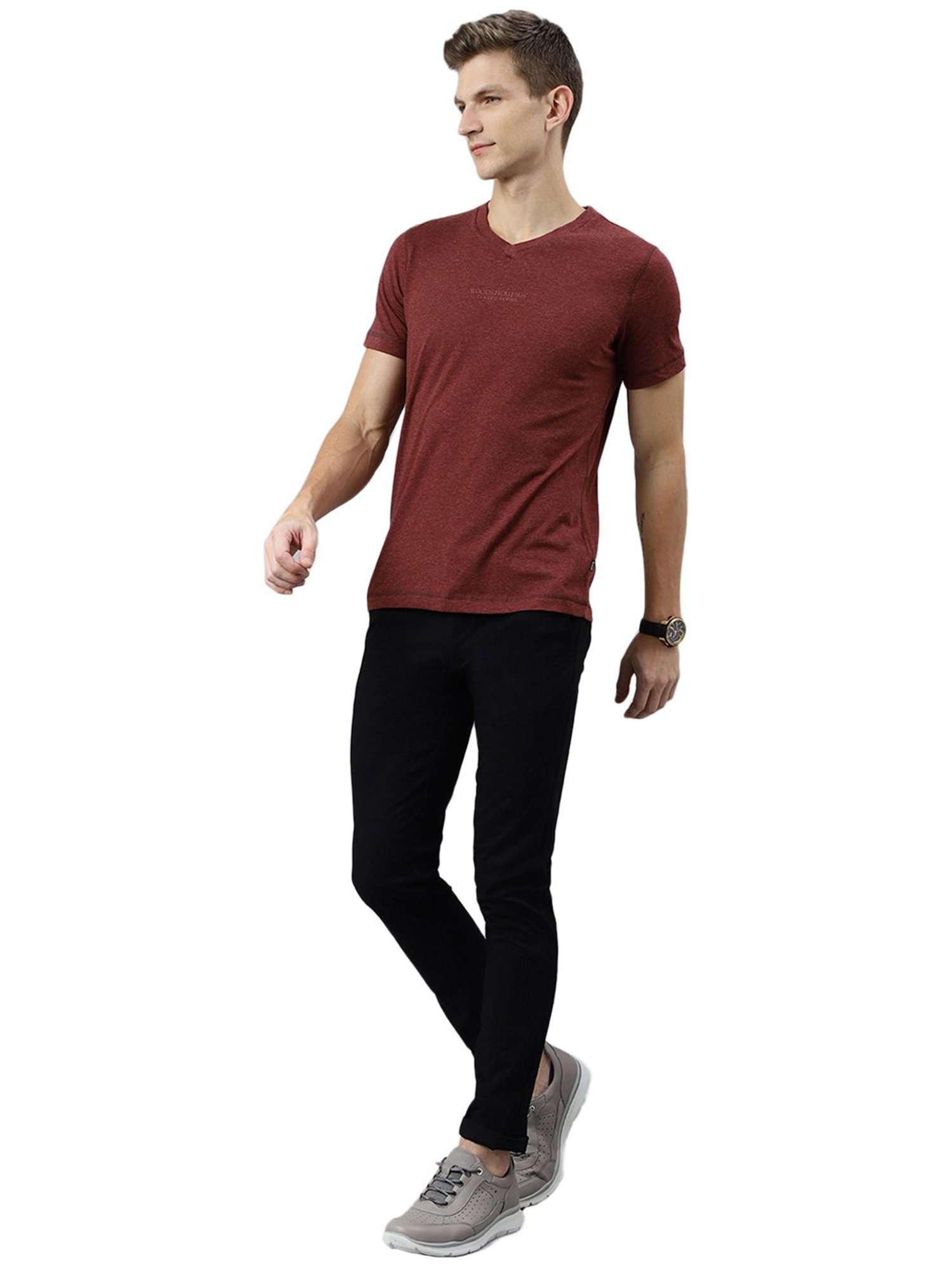 Woods Black Regular Fit Flat Front Trousers