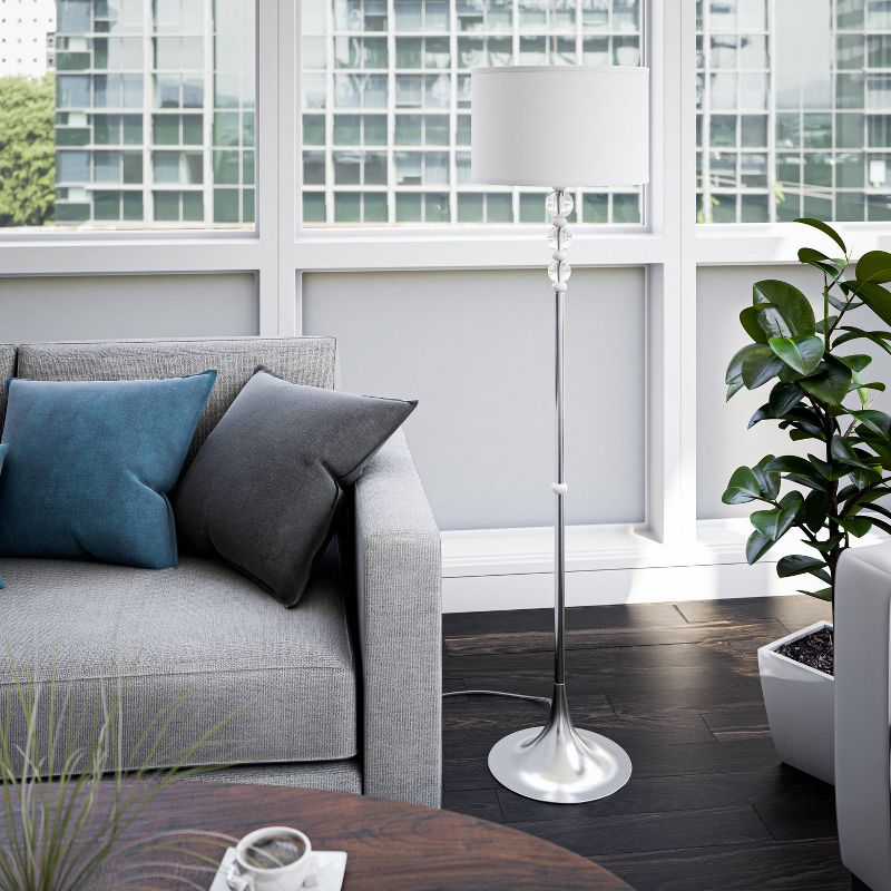 3-way Luella Floor Lamp Brushed Steel/White/Acrylic - Kenroy Home