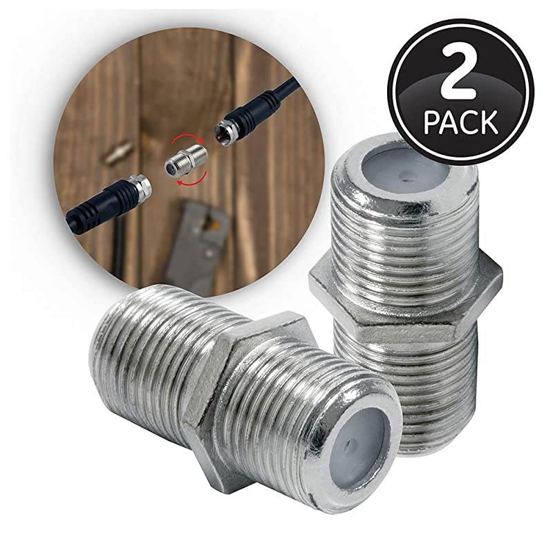 Coaxial Cable Extension Adapter Couplers 2Pack Works on FType RG59 RG6 Coax Cables Connects Two Coaxial Cables to Extend Length FemaletoFemale Connectors 23203