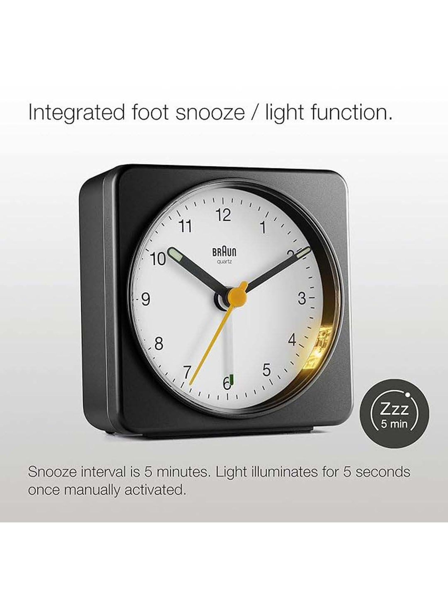 Braun Black Classic Travel Analog Alarm Clock