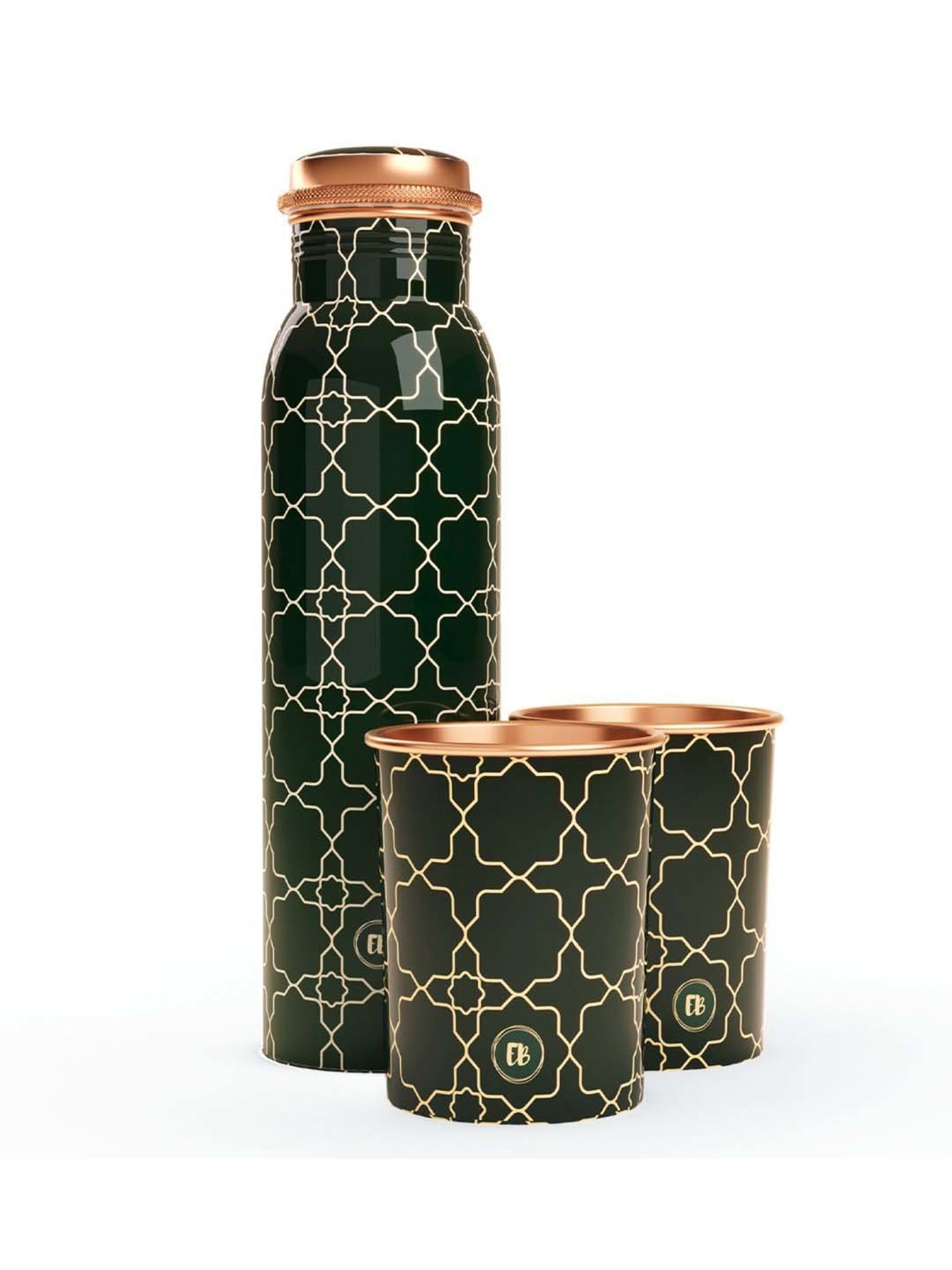 Everything Beautiful Green Copper Water Bottle & Glass Set