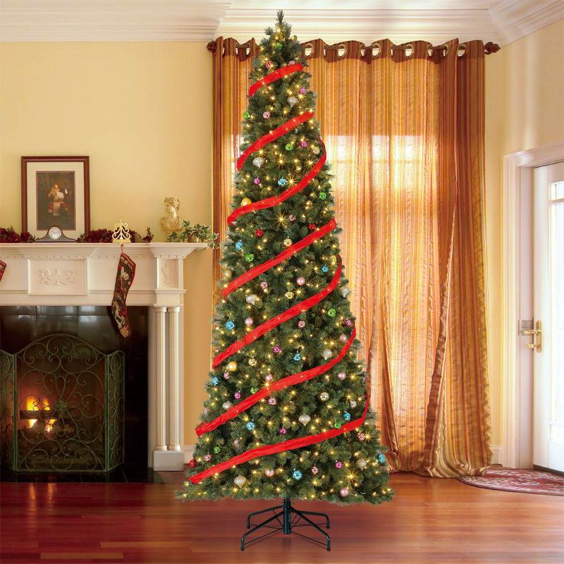 Home Heritage 12' Cascade Cashmere Quick Set Christmas Tree with Changing Lights
