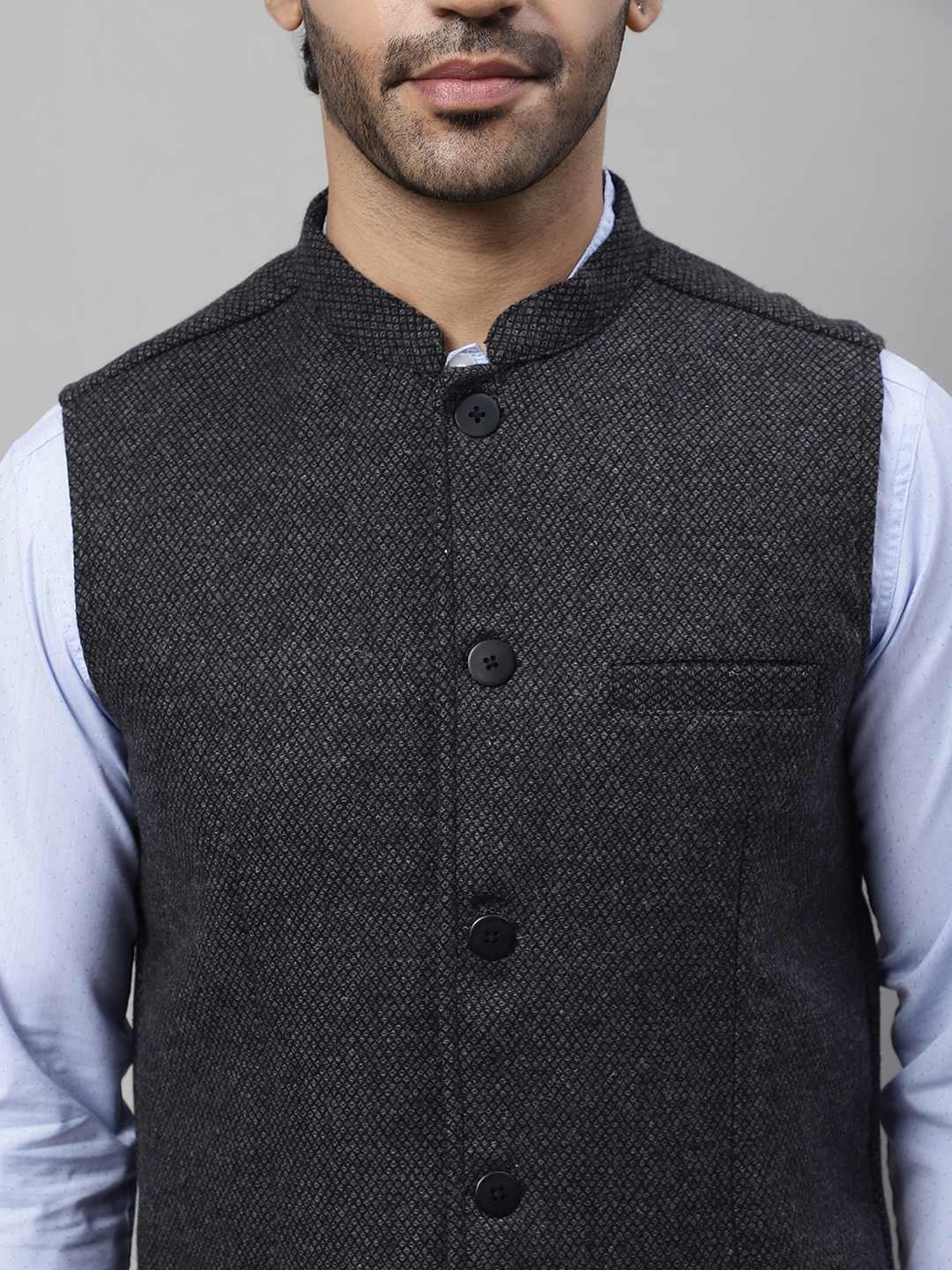 Even Grey Regular Fit Nehru Jacket