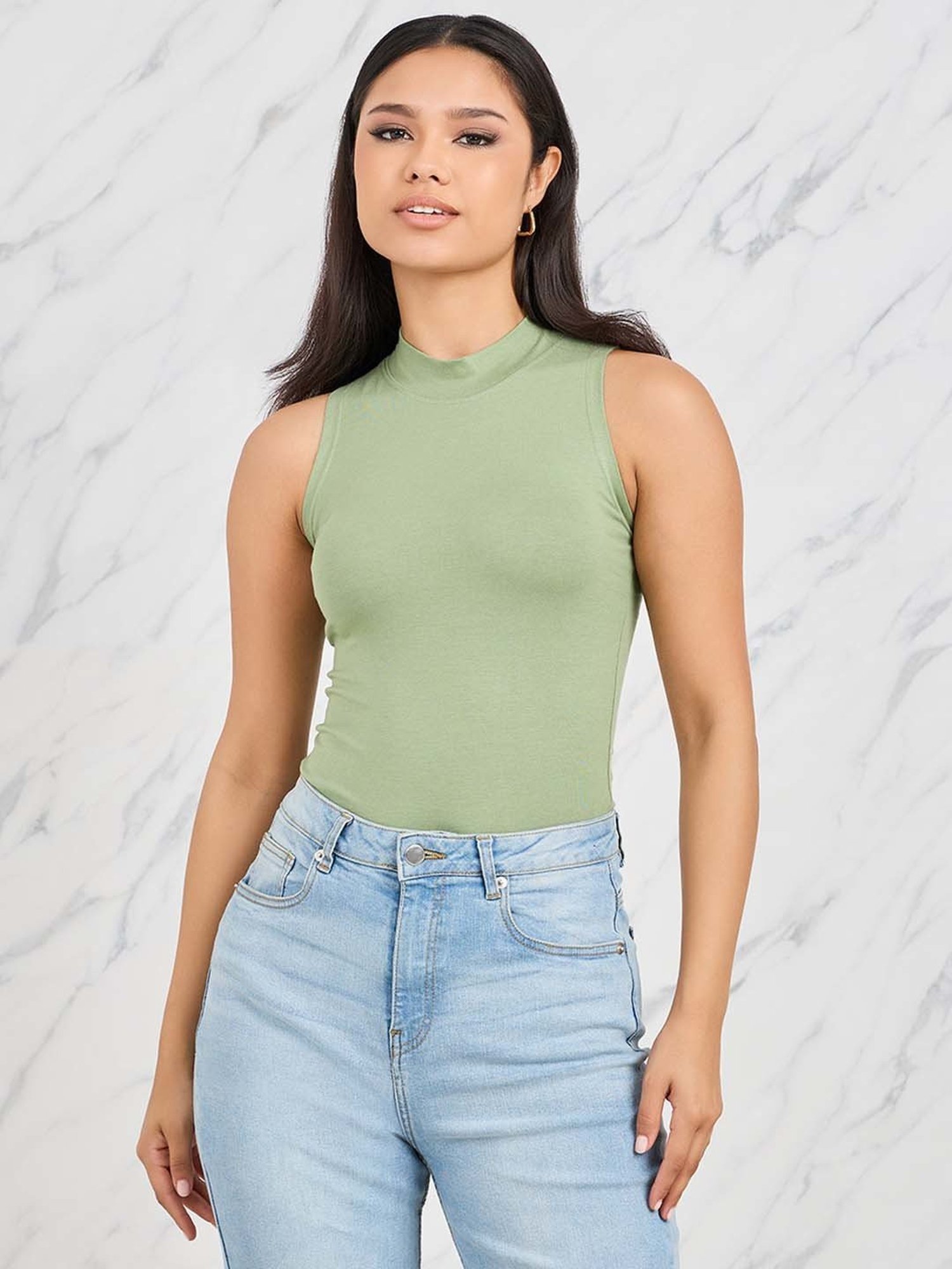 Styli Green Cotton Top