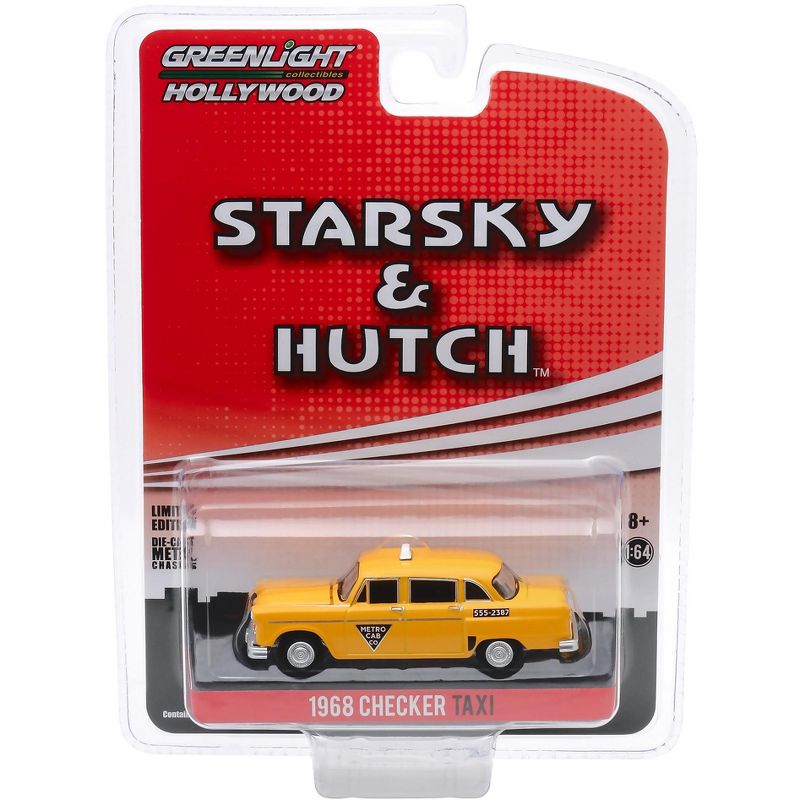 1968 Checker Taxi "Metro Cab Co." Yellow "Starsky and Hutch" (1975-1979) TV Series 1/64 Diecast Model Car by Greenlight