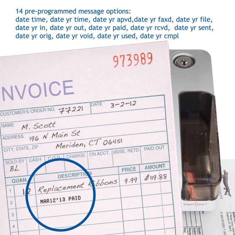 Pyramid Time Systems, Model 3550SS SmartSite Time Clock and Document Stamp, Patented SmartSite LED Linear Light Guide, Includes 25 time Cards, Ribbon, 2 Security Keys and User Guide, Made in USA