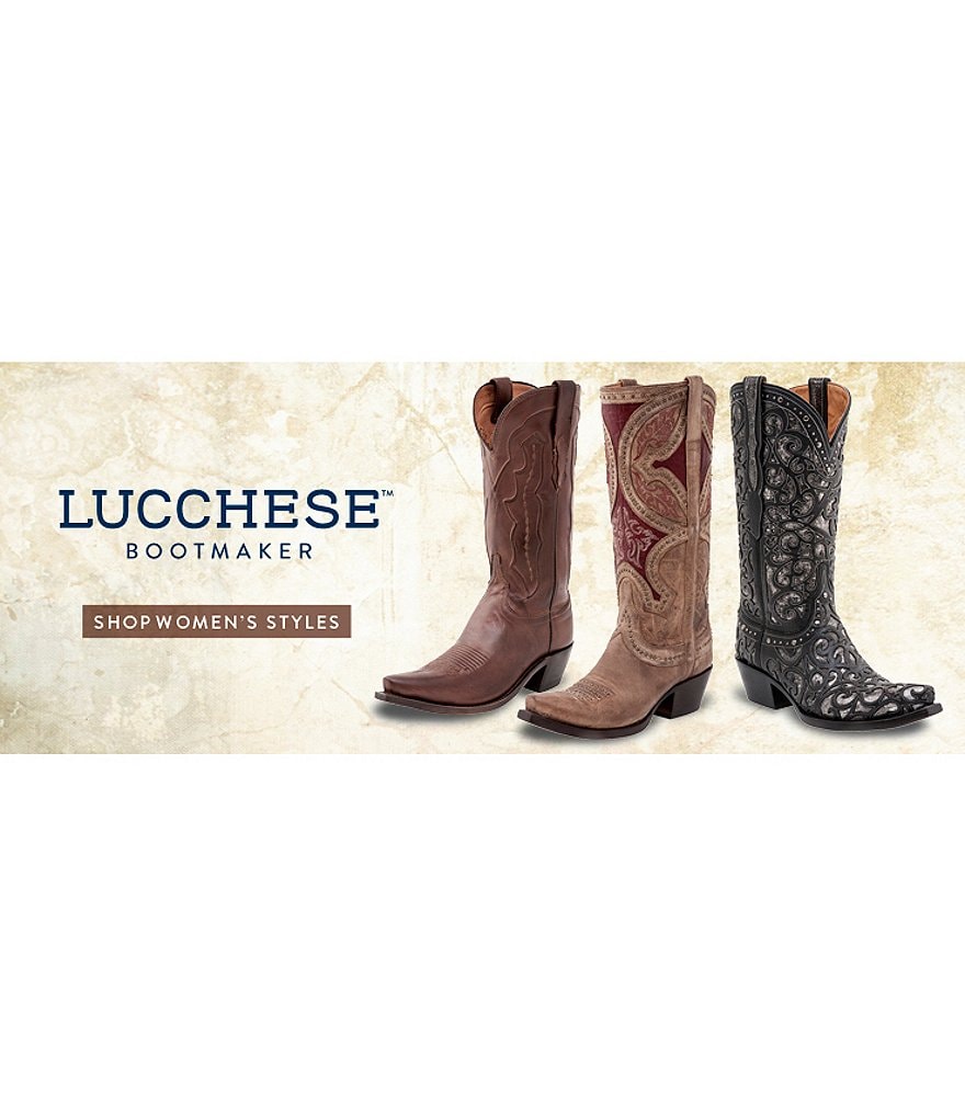 Lucchese Sierra Curly L Leather Studded Western Boots