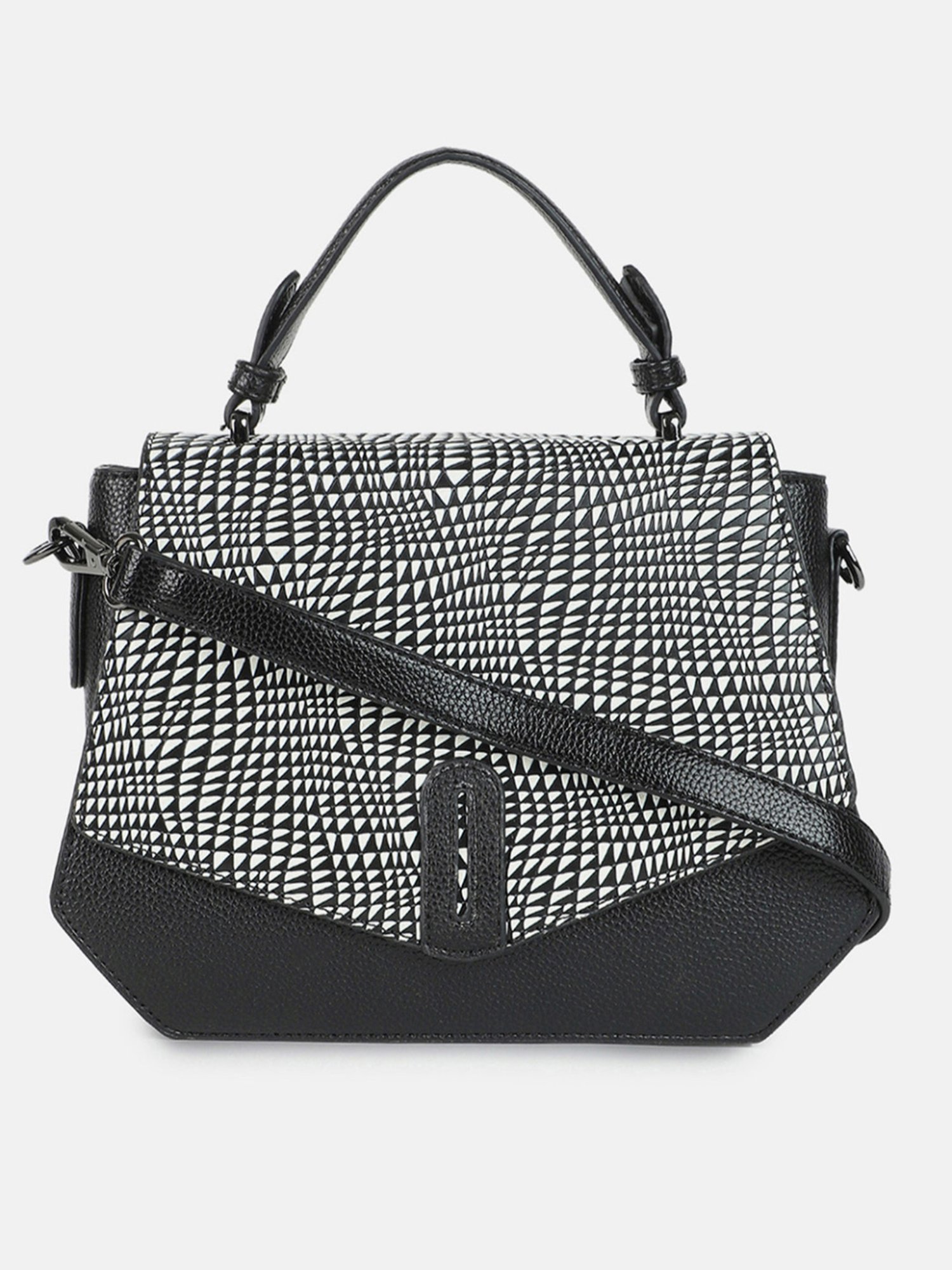 HauteSauce Black Textured Medium Handheld Handbag