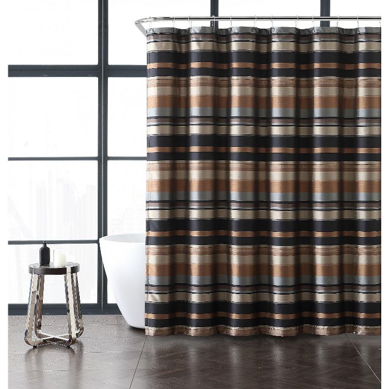VCNY Home Madison Striped Shower Curtain - 72" x 72" Gold