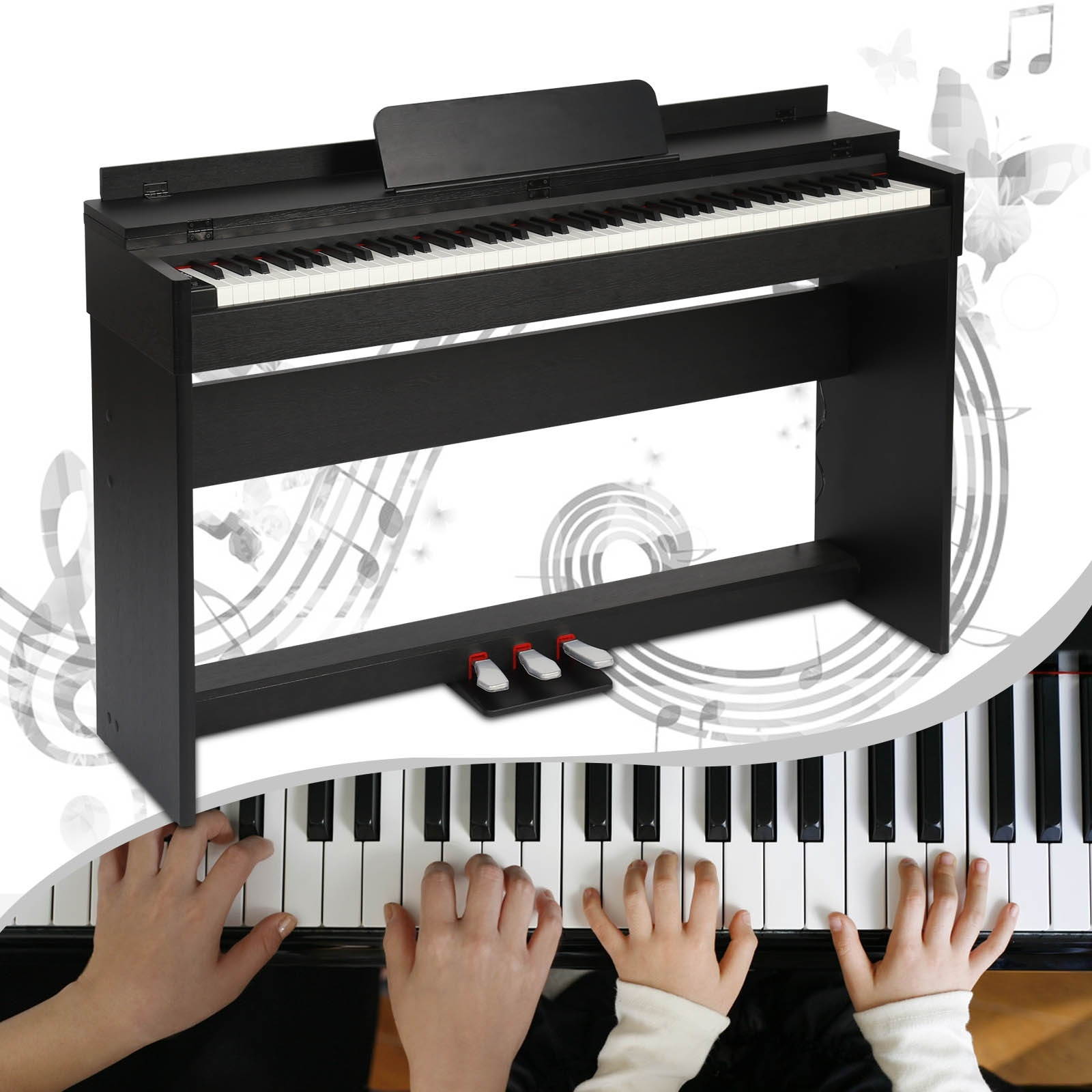 88 Key Piano Electric Digital Keyboard LCD Keyboard with Stand & 3 Pedal Board