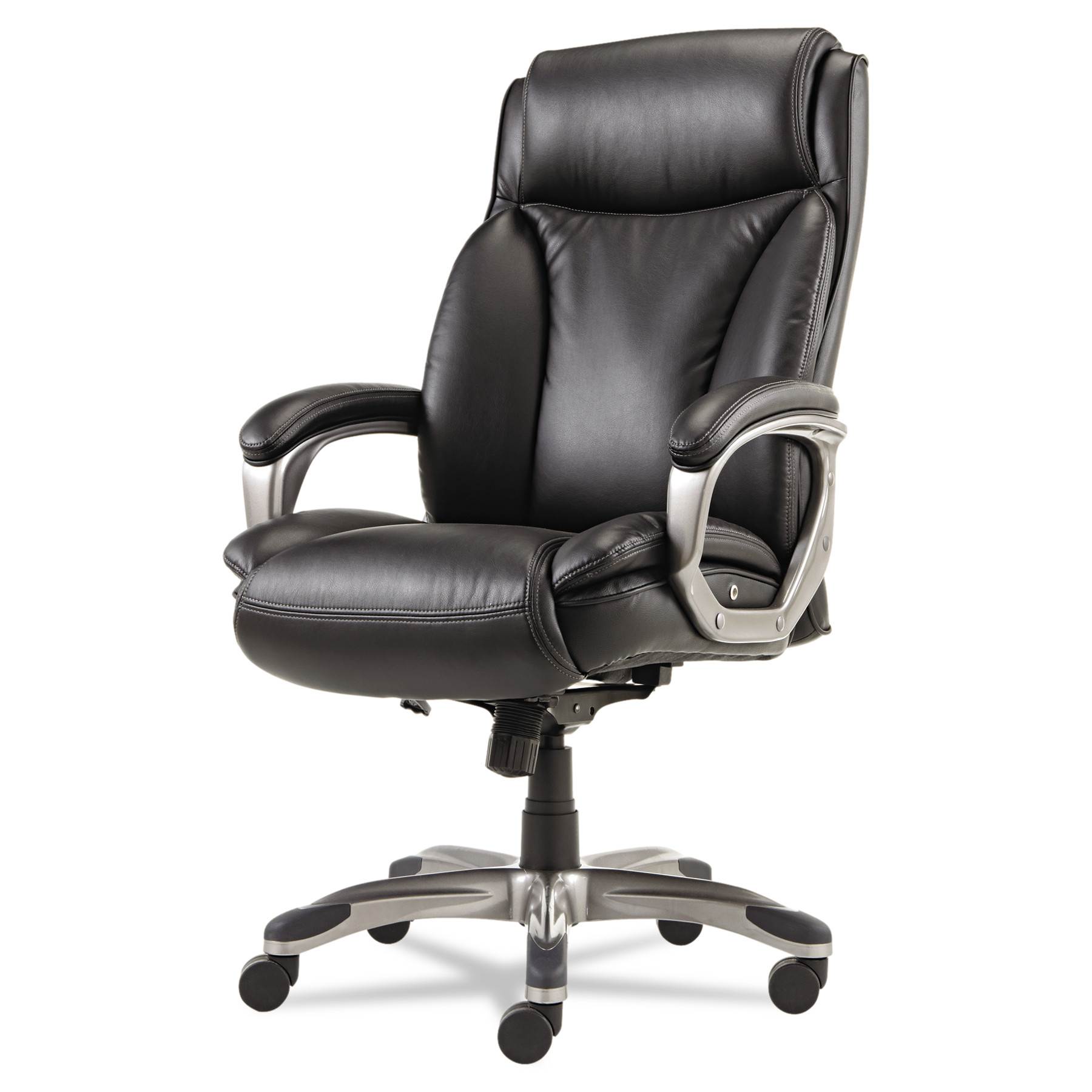 Veon Series Executive HighBack Leather Swivel Office Chair, Coil Spring Cushioning,Black