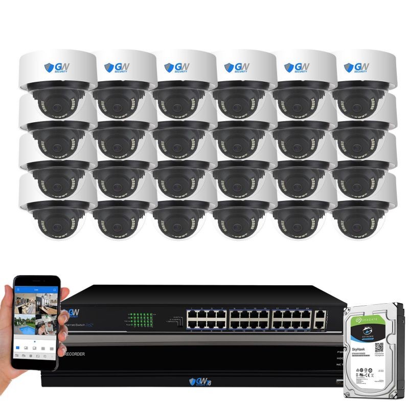 GW Security 8 Channel Smart AI Ultra HD 4K (8MP) Video & Audio Color Night Vision Security Camera System (8 Cameras)