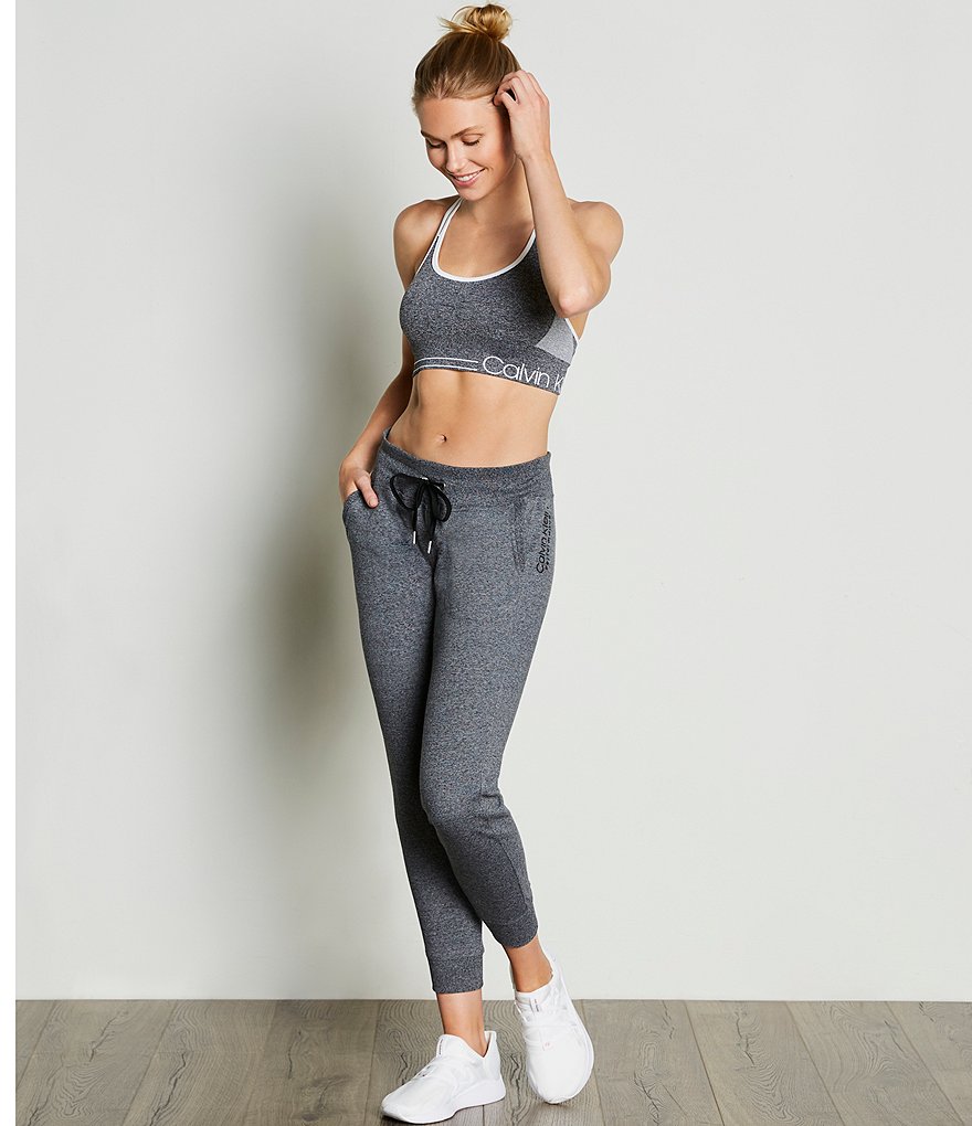 Calvin Klein Performance Rib Trim Terry Jogger Pants With Pockets