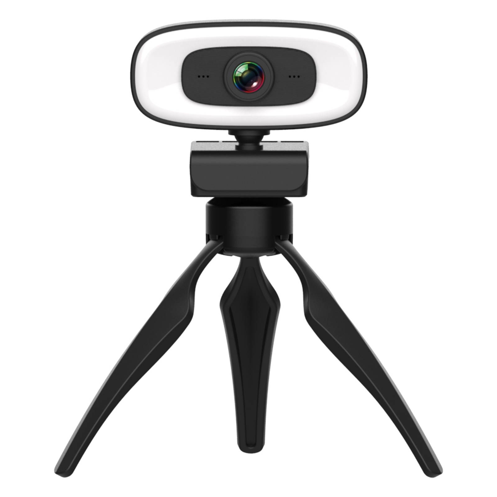 Webcam, 2K HD Without Distortion 360 Degrees Rotate Three-speed Fill Light USB Free Drive Webcams, Built-in Clear Sound Microphone