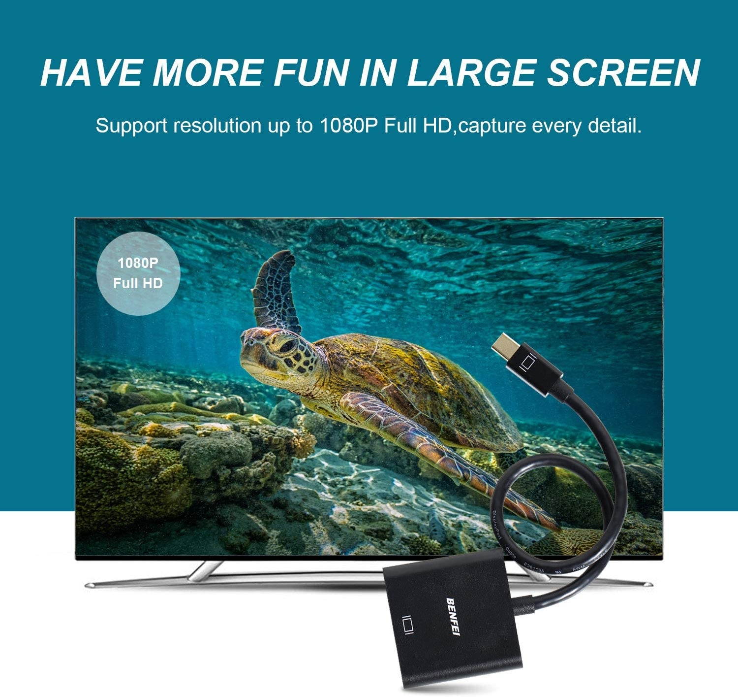 Mini DisplayPort to VGA 2 Pack Benfei Mini DP Display Port to VGA (Thunderbolt Compatible) Male to Female Adapter Compatible for ThinkPad SurfacePro PC