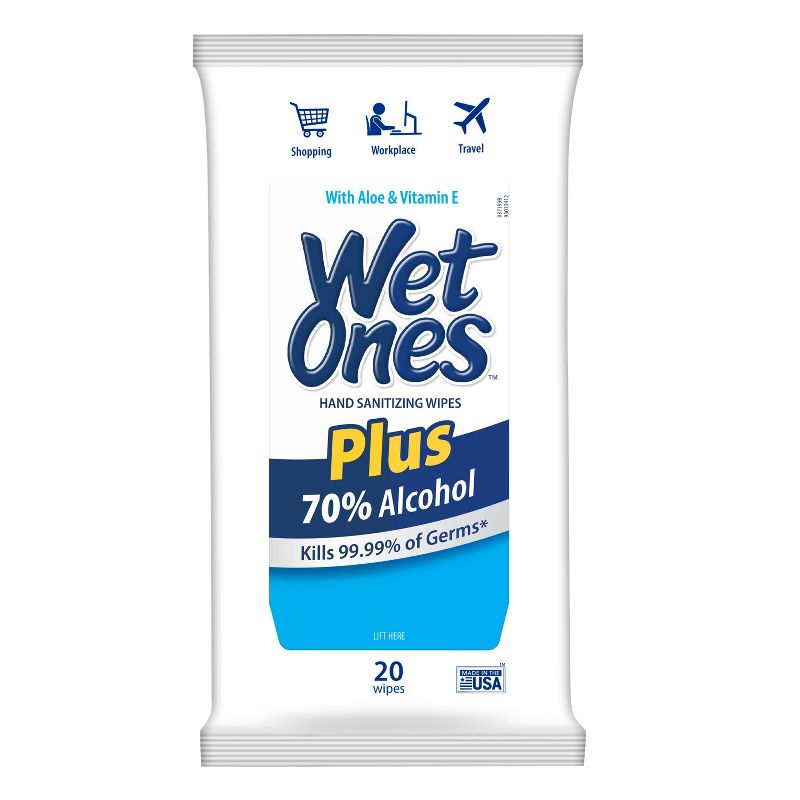 Wet Ones Plus Alcohol Wipes - 20ct