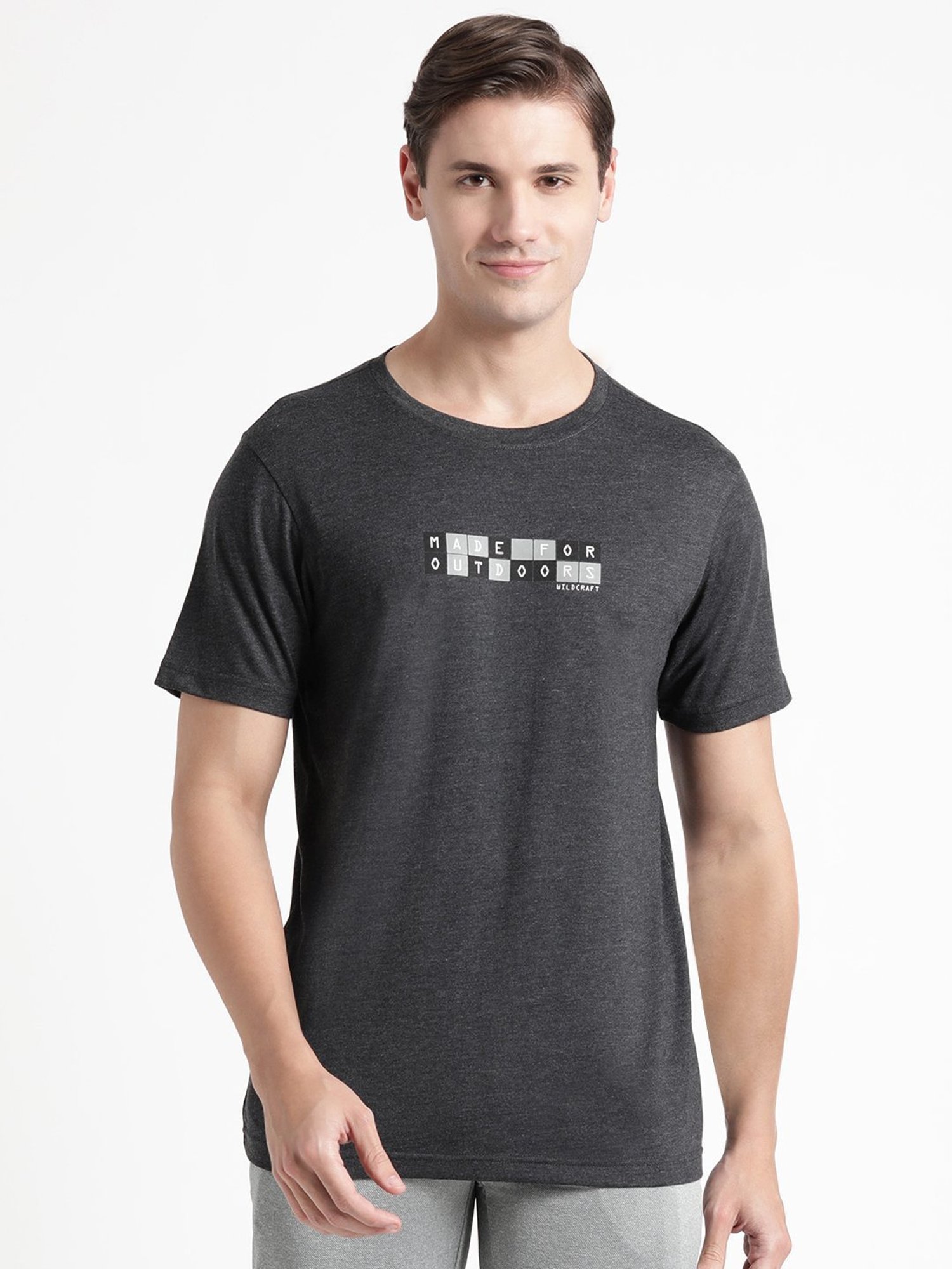 Wildcraft Black  Regular Fit Printed Sports T-Shirt