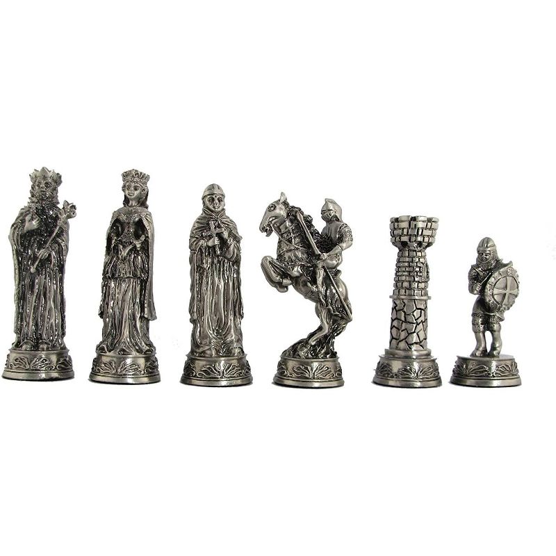 WE Games Medieval Chessmen - Pewter - King measures 3.5 in.