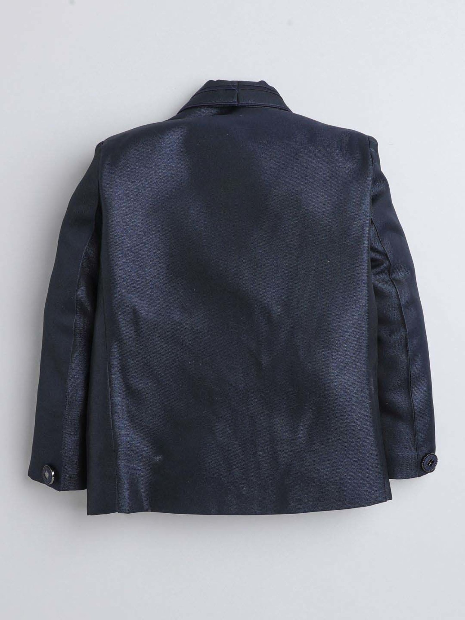 Fourfolds Boys Steelblue Solid Full Sleeves Suit Set