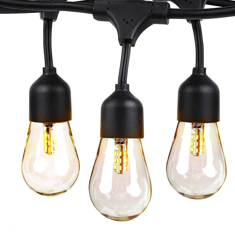 Brightech SLR-48HG-SW Weatherproof Solar Powered 1 Watt LED Outdoor 48 Feet Edison Vintage Italian Cafe Bistro Patio String Lights w/ 15 White Bulbs