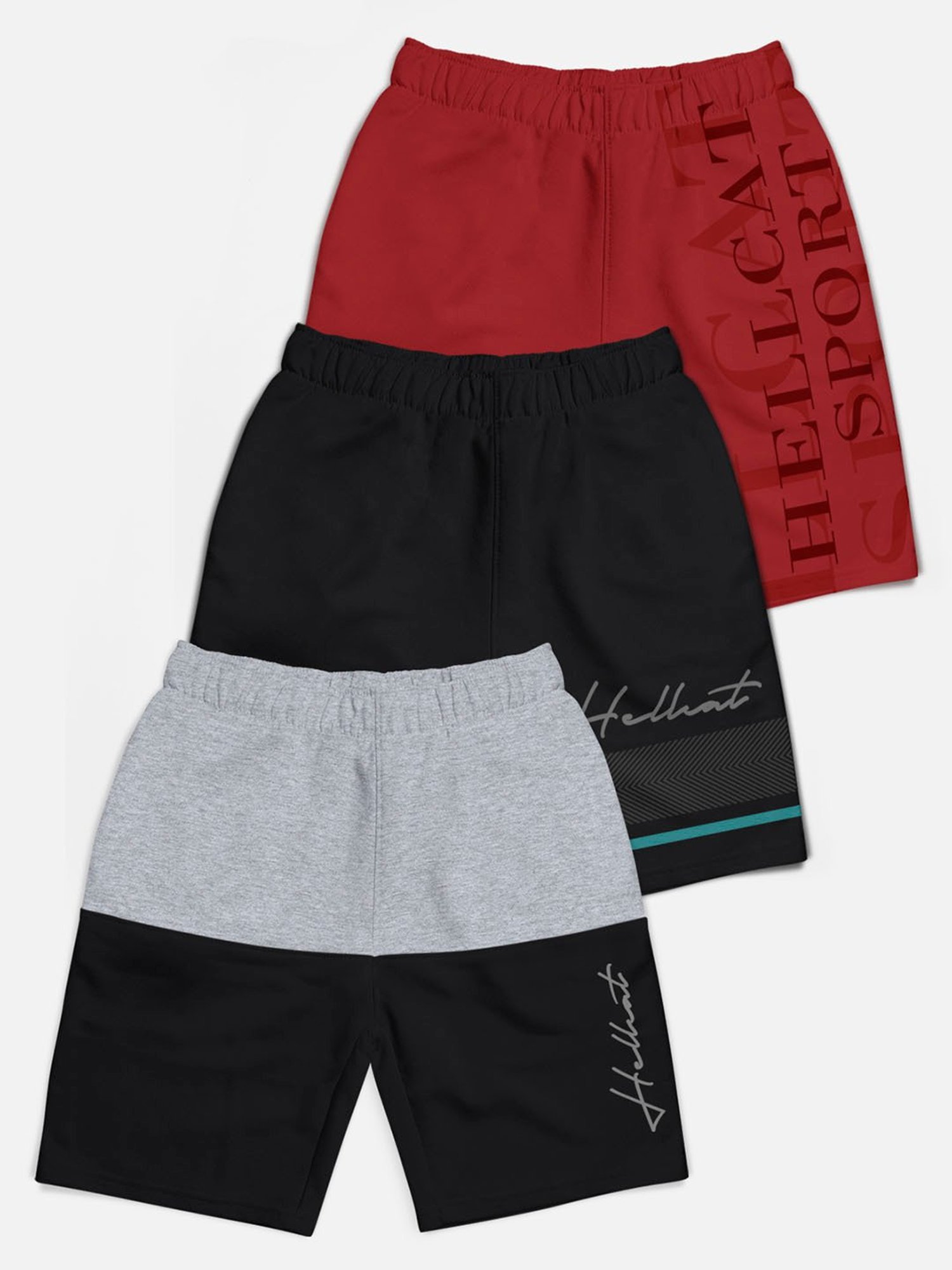 HELLCAT Kids Multi Printed Shorts (Pack Of 3)