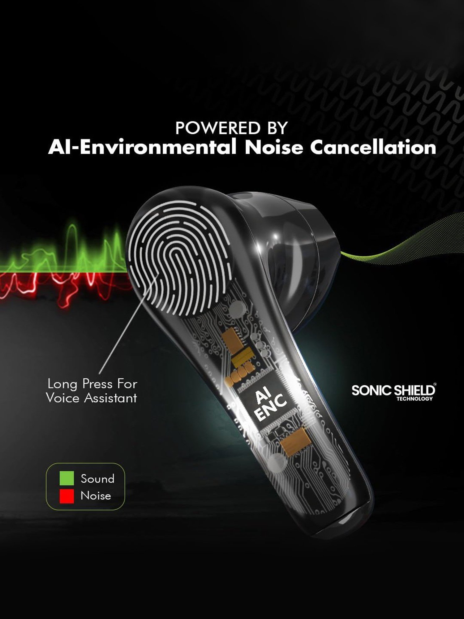 ACwO DwOTS 515 In Ear BT Earbuds with 50H Playtime, AI-ENC Technology (Raven Black, True Wireless)